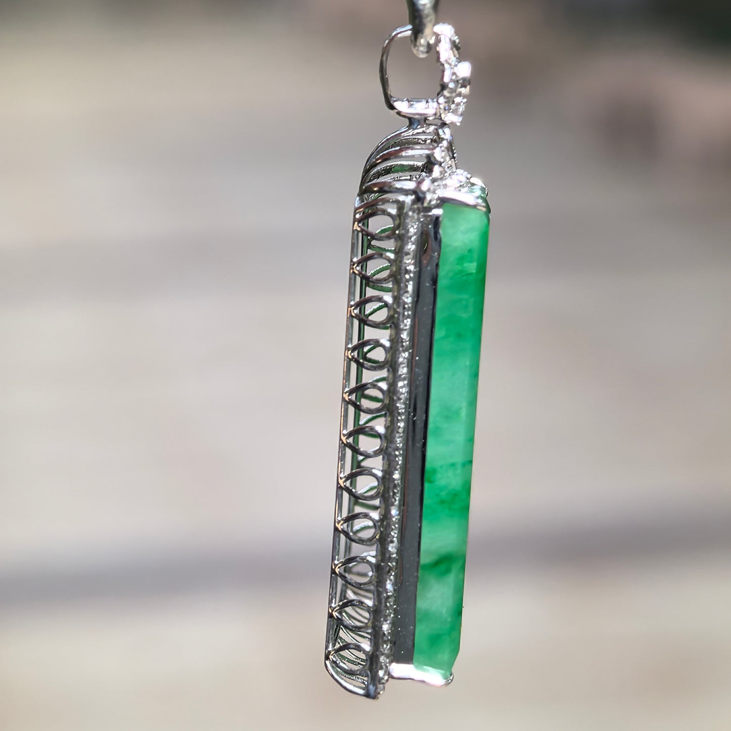 Natural Grade-A Icy Glutinous Green Floating Flower Plain Jade Plaque · Burmese Jade