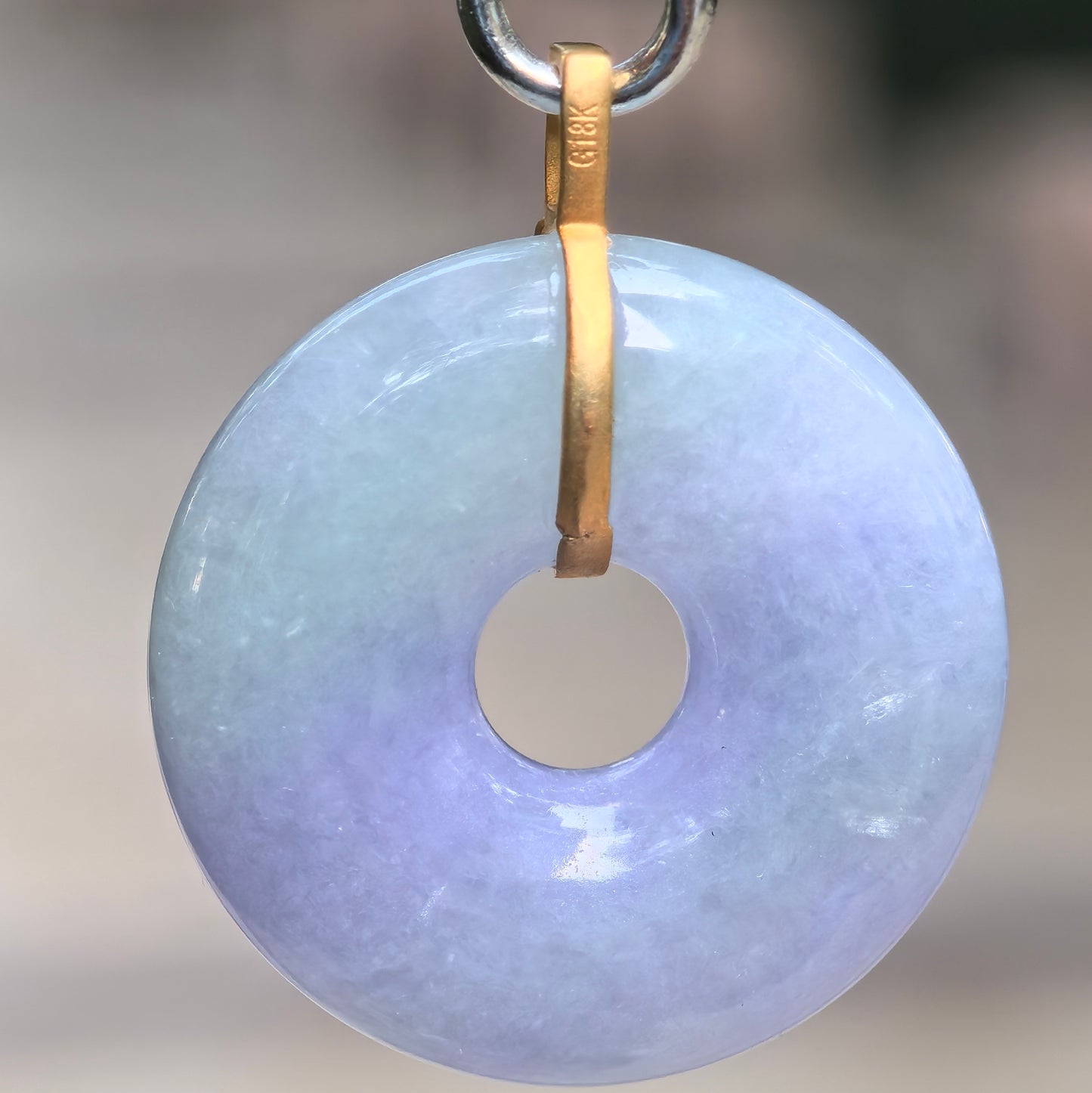 Natural Grade-A Glutinous Purple Donut Jadeite Pendant · Burmese Jade