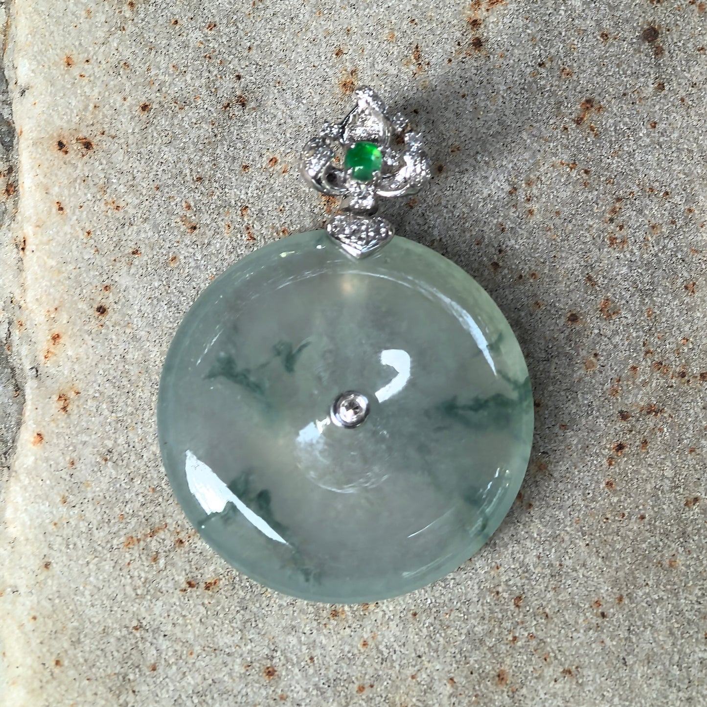 Natural Grade-A Icy Glutinous Floating Green Peace Pendant Jadeite Pendant · Burmese Jade
