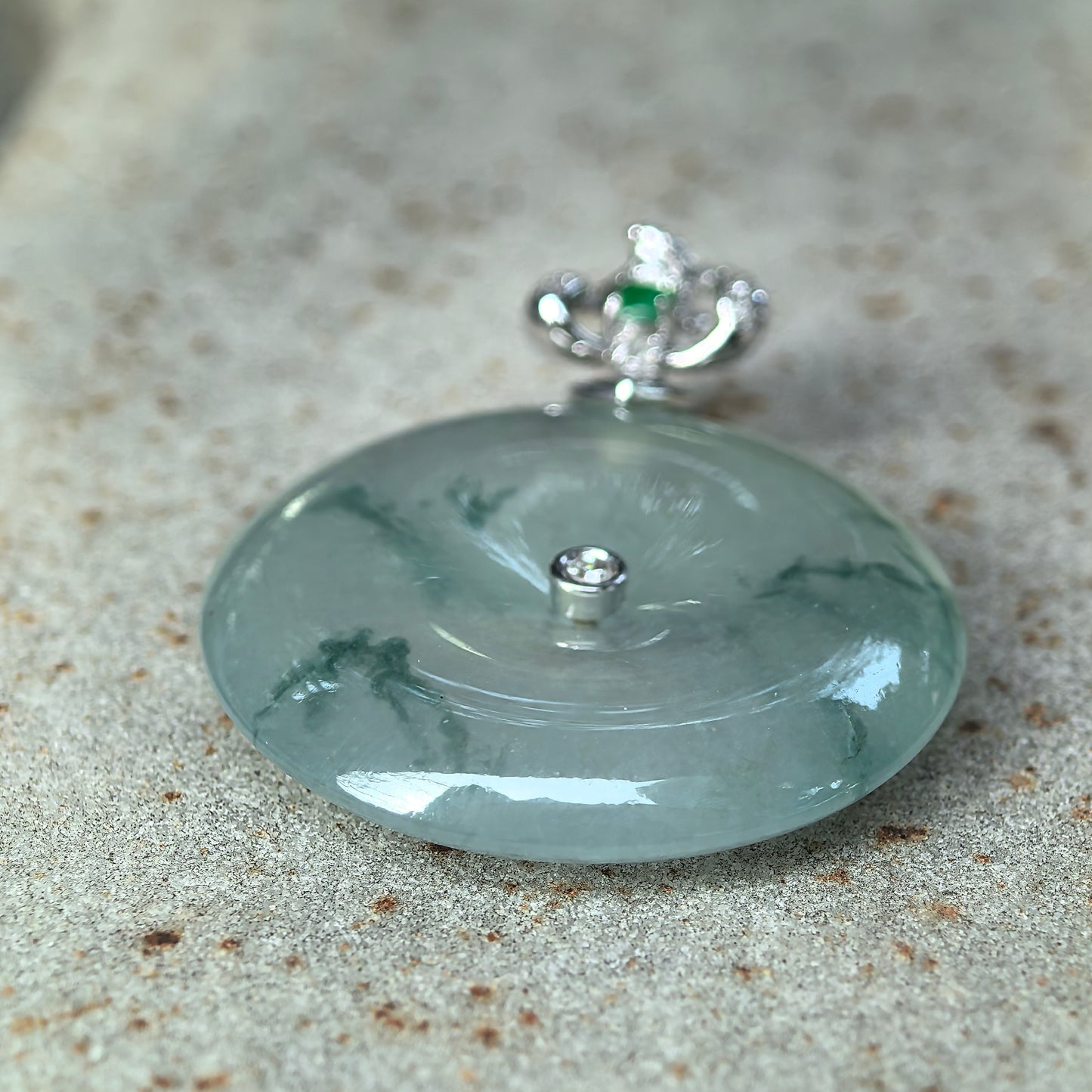 Natural Grade-A Icy Glutinous Floating Green Peace Pendant Jadeite Pendant · Burmese Jade
