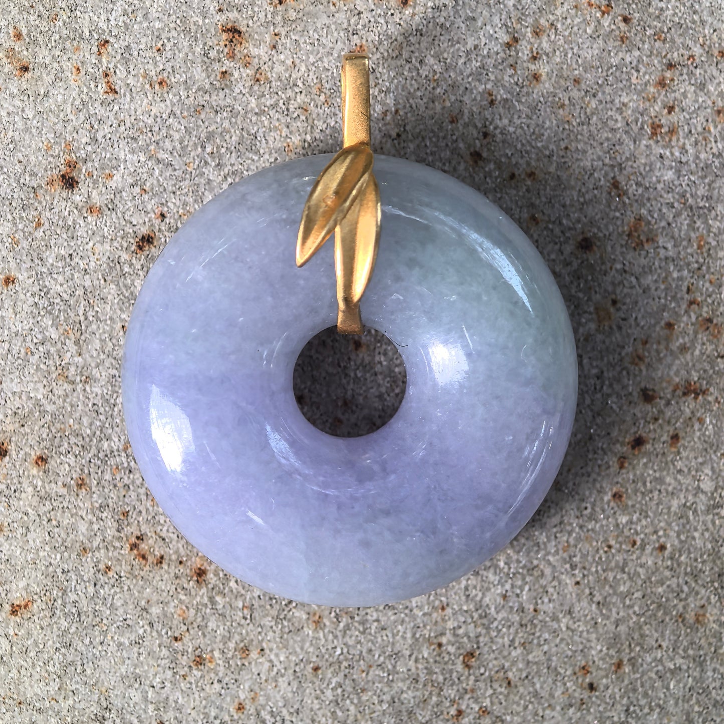 Natural Grade-A Glutinous Purple Donut Jadeite Pendant · Burmese Jade