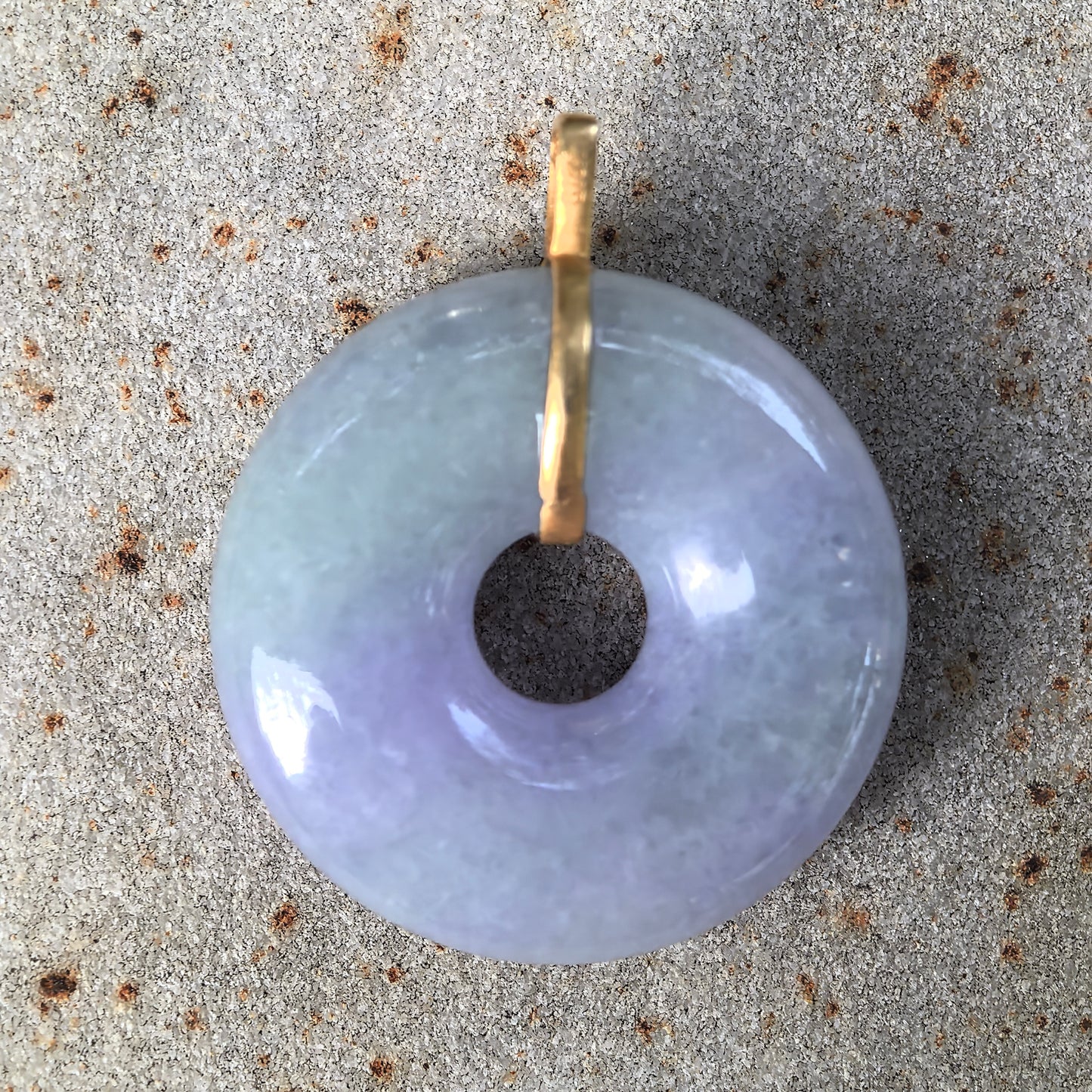 Natural Grade-A Glutinous Purple Donut Jadeite Pendant · Burmese Jade