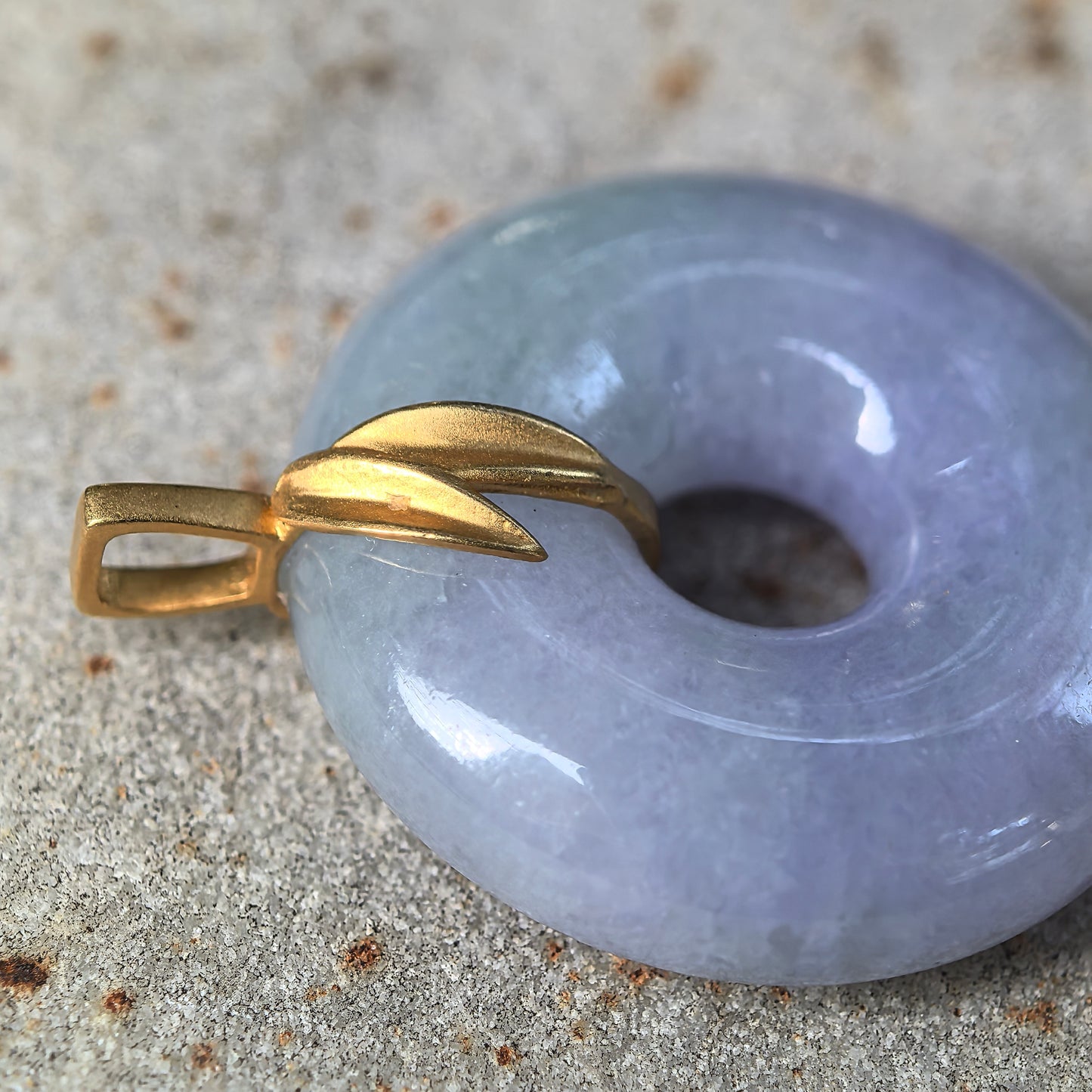 Natural Grade-A Glutinous Purple Donut Jadeite Pendant · Burmese Jade