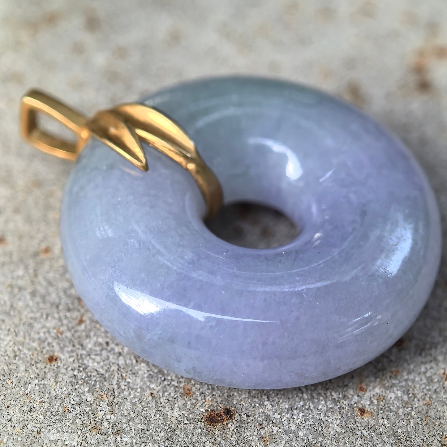 Natural Grade-A Glutinous Purple Donut Jadeite Pendant · Burmese Jade