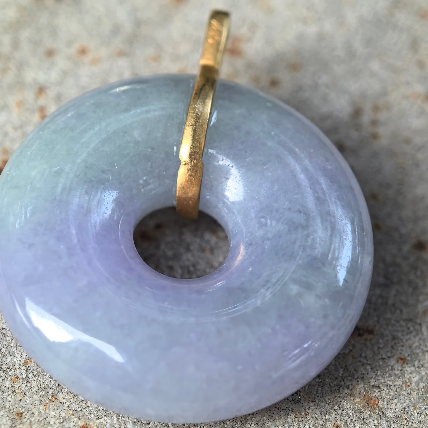 Natural Grade-A Glutinous Purple Donut Jadeite Pendant · Burmese Jade