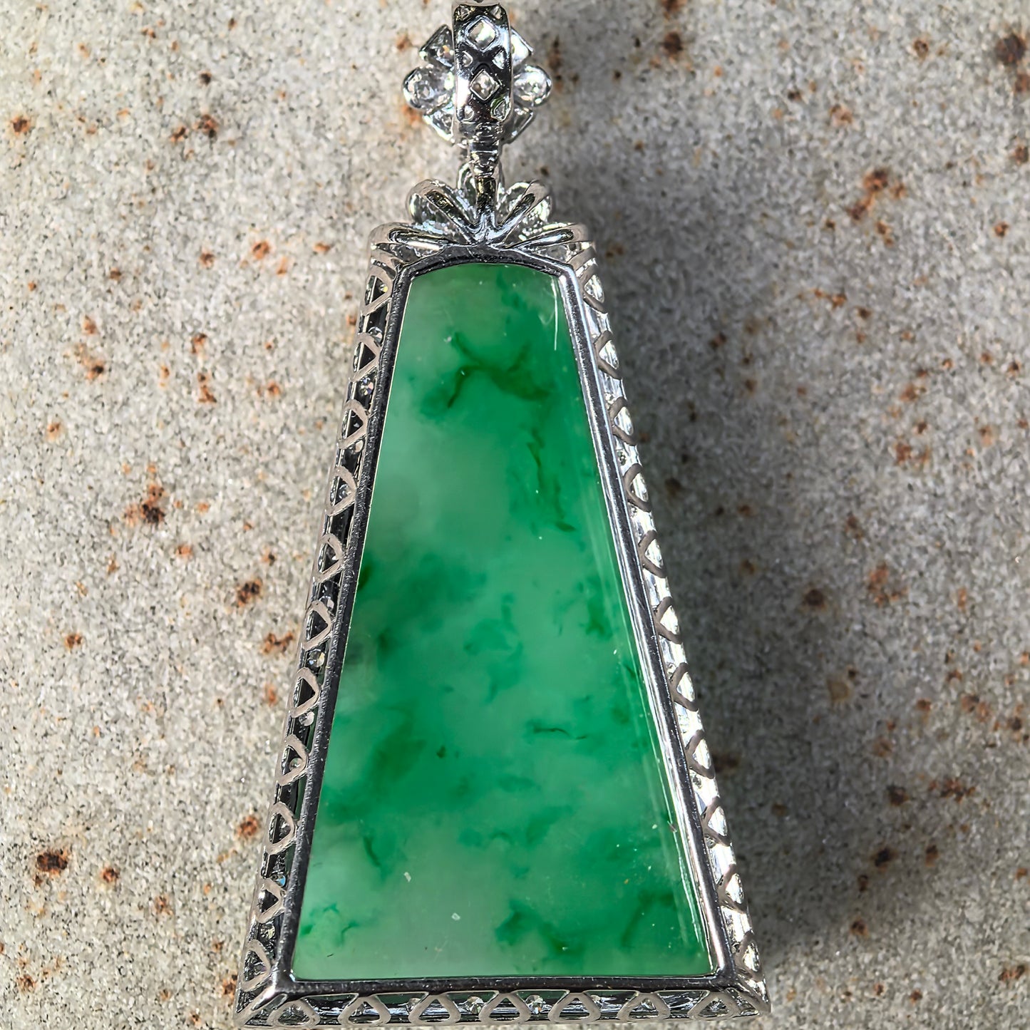 Natural Grade-A Icy Glutinous Green Floating Flower Plain Jade Plaque · Burmese Jade