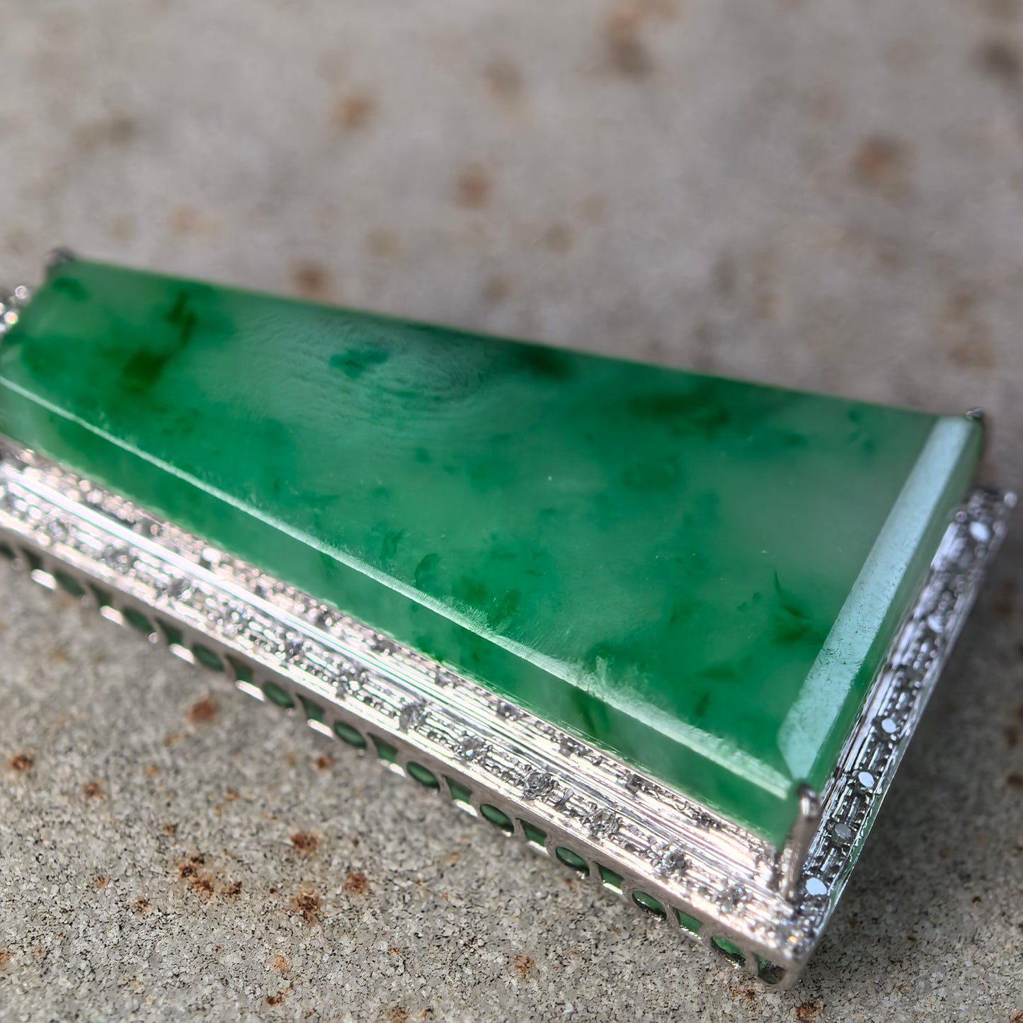 Natural Grade-A Icy Glutinous Green Floating Flower Plain Jade Plaque · Burmese Jade