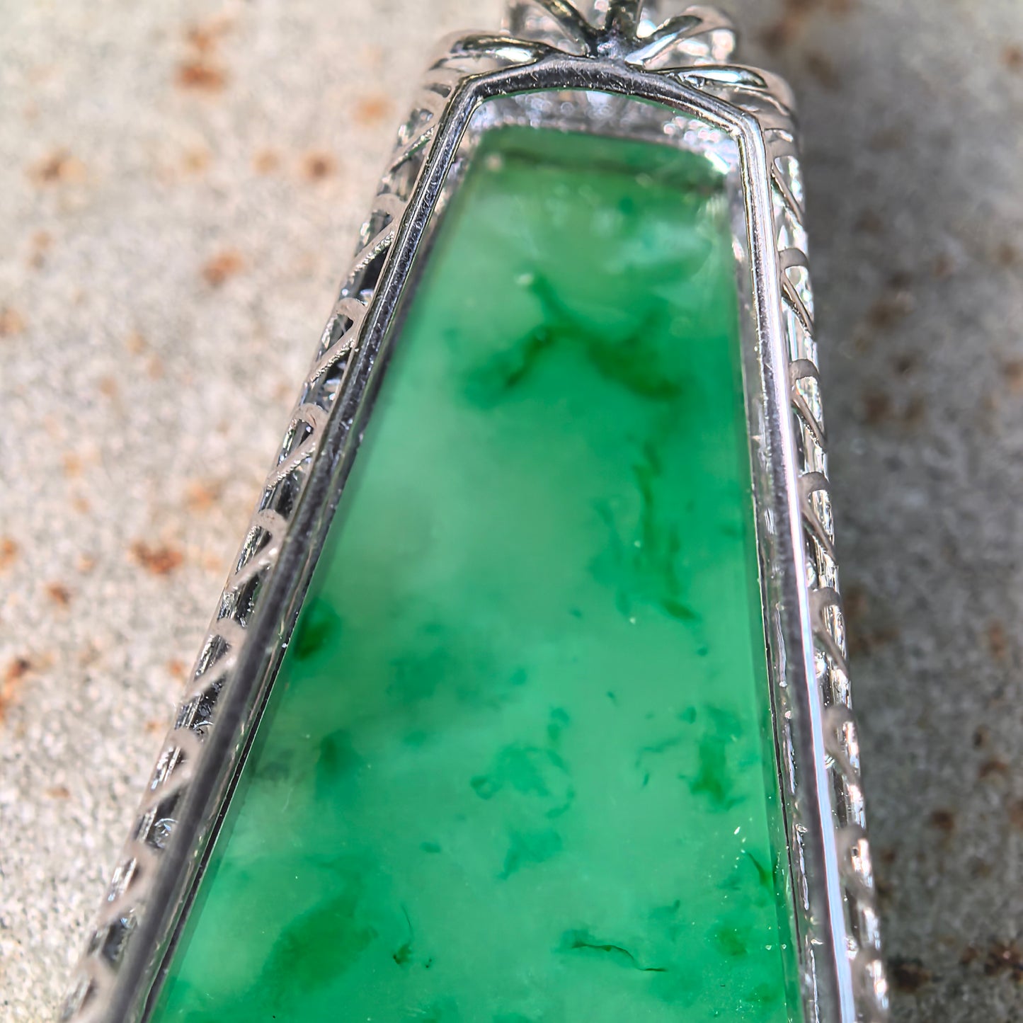 Natural Grade-A Icy Glutinous Green Floating Flower Plain Jade Plaque · Burmese Jade