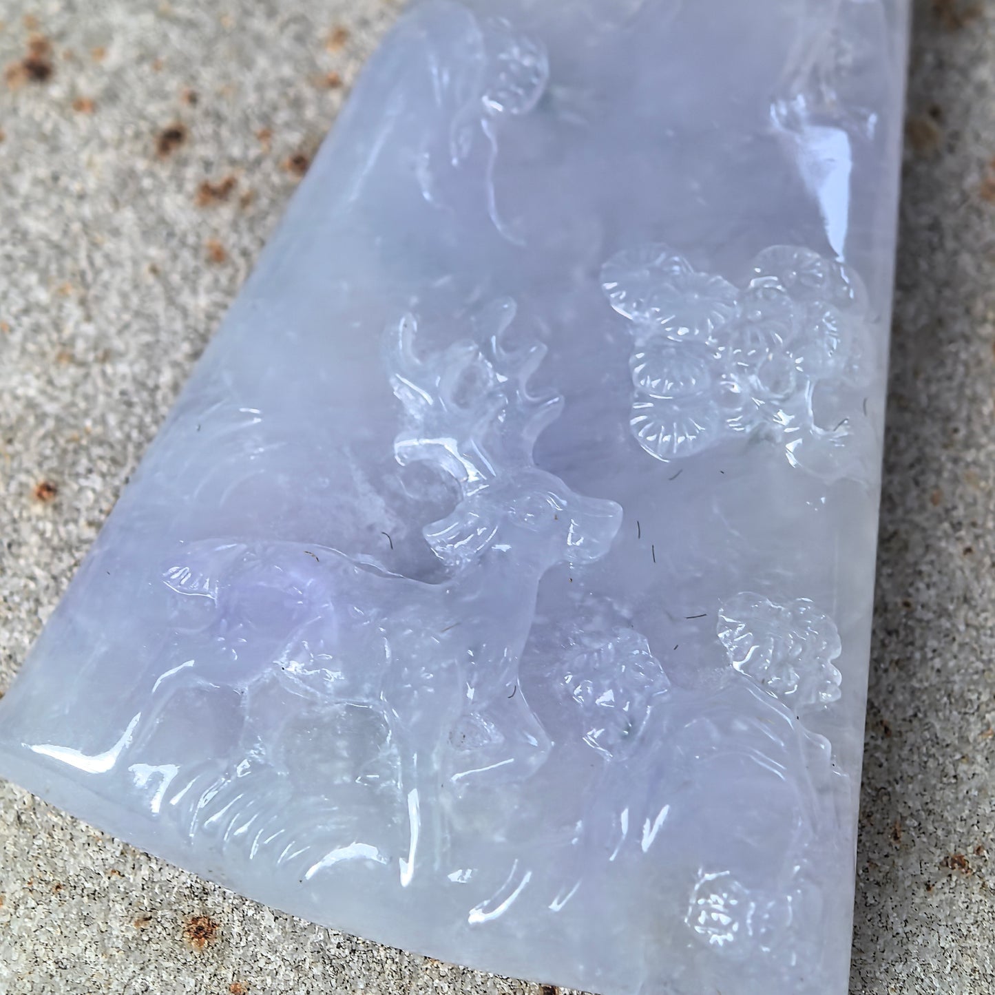 Natural Grade-A Icy Glutinous Purple Deer Plaque Jadeite Pendant · Burmese Jade