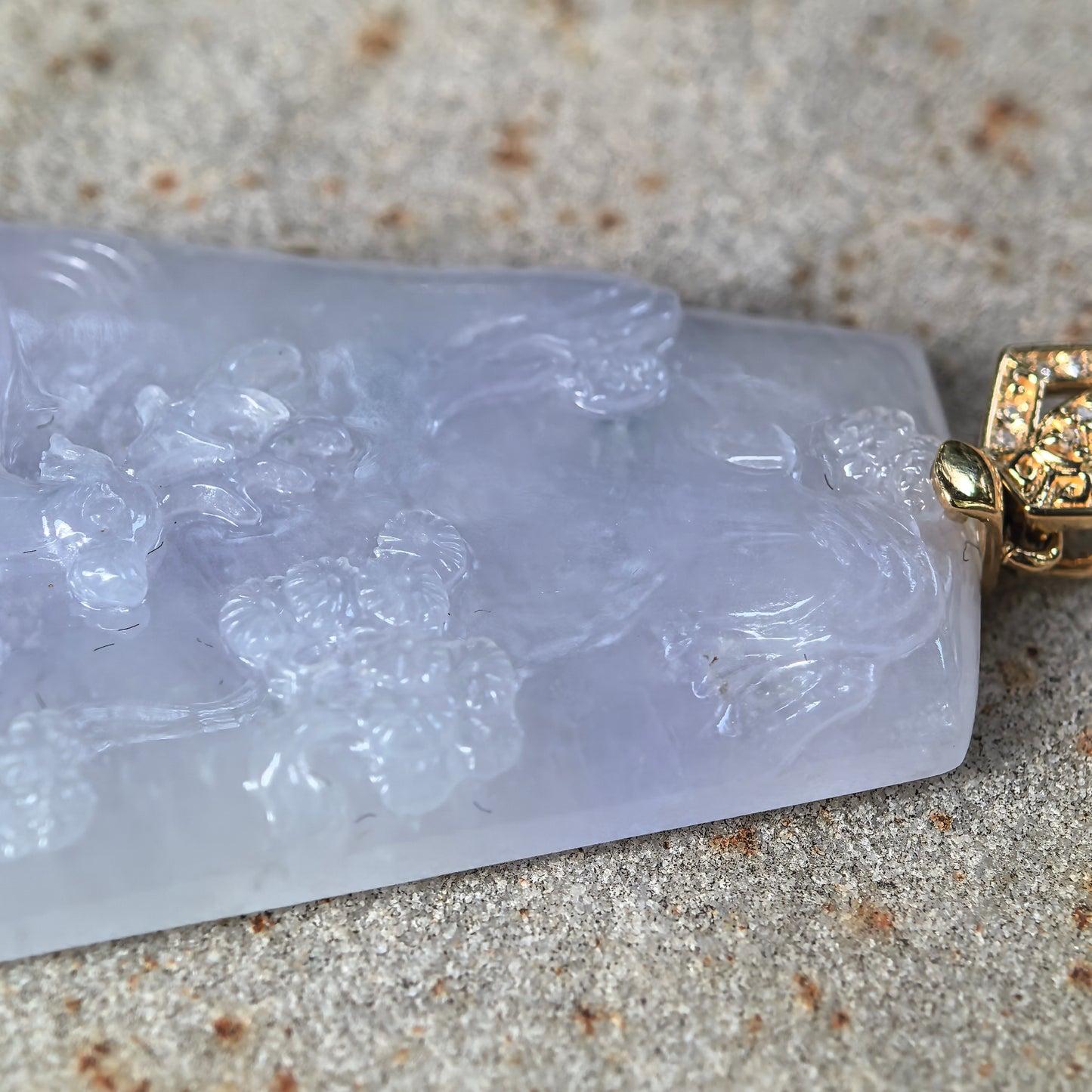 Natural Grade-A Icy Glutinous Purple Deer Plaque Jadeite Pendant · Burmese Jade