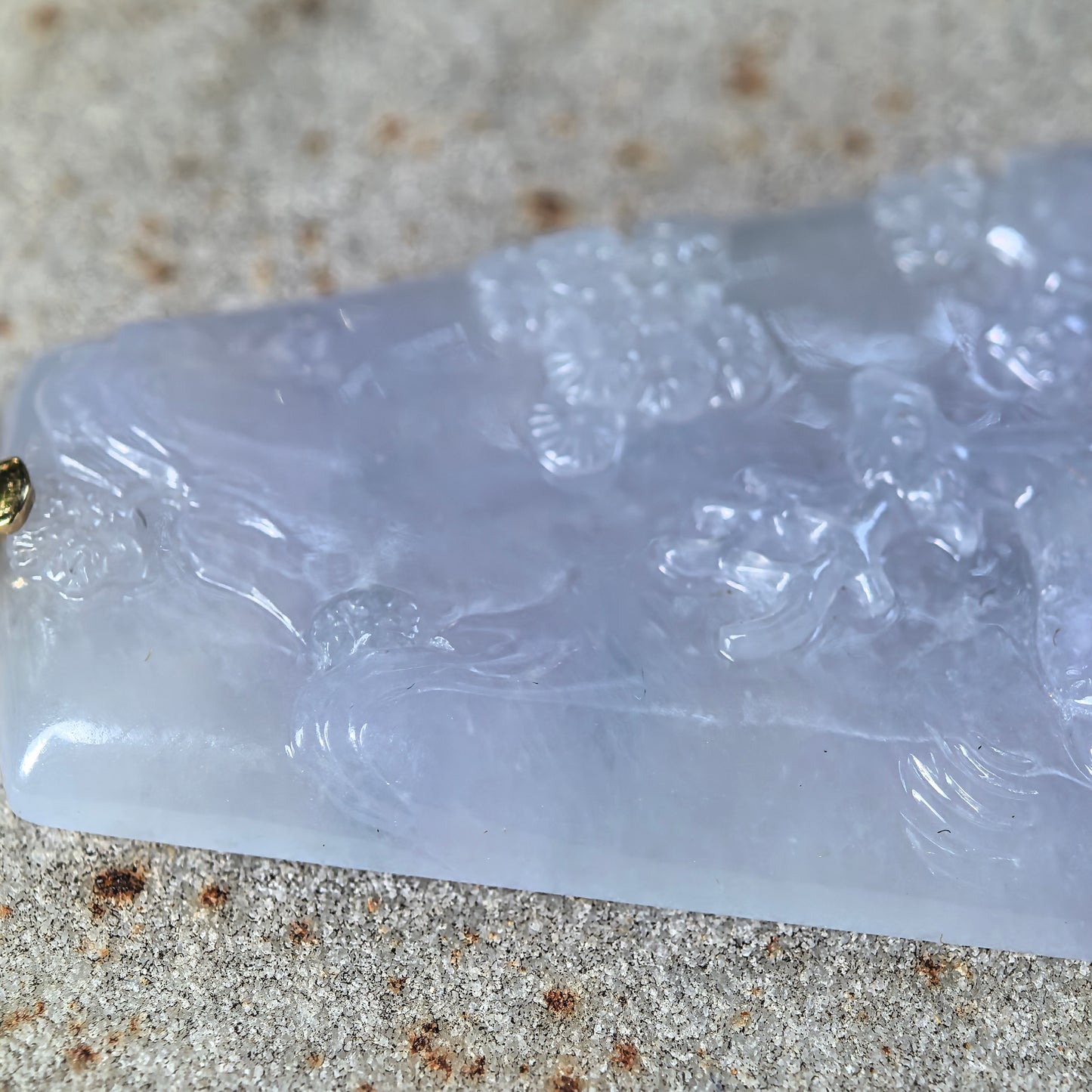 Natural Grade-A Icy Glutinous Purple Deer Plaque Jadeite Pendant · Burmese Jade