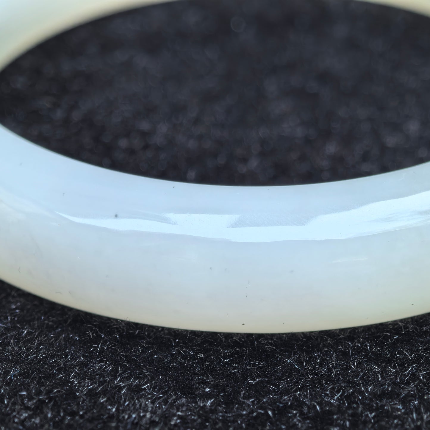 Natural Nephrite Xinjiang White D-Shape Bangle · Hetian Jade 57mm