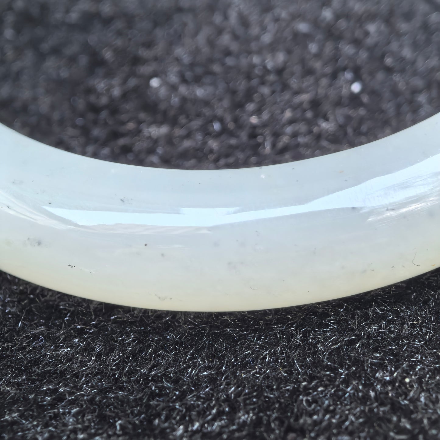 Natural Nephrite Xinjiang White D-Shape Bangle · Hetian Jade 57mm