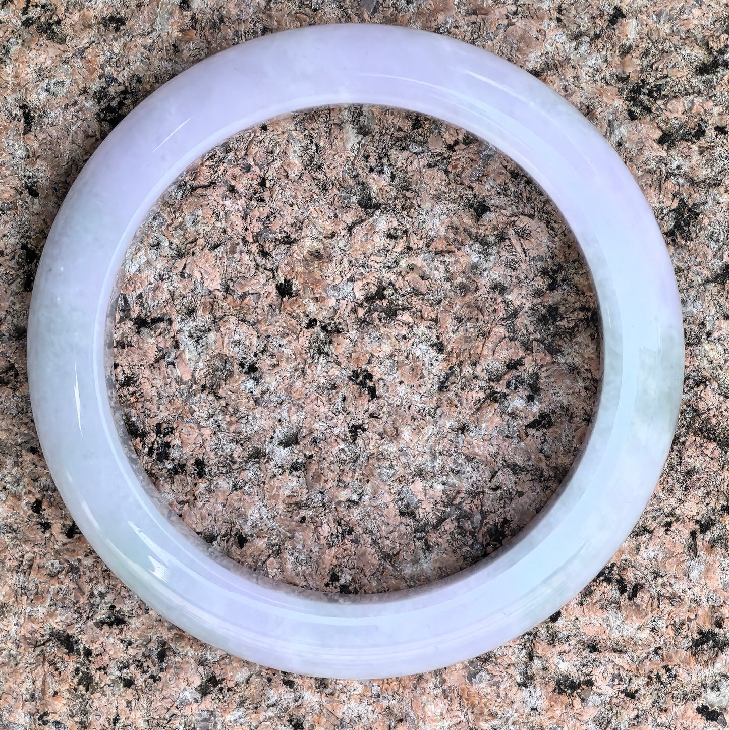 Natural Grade-A Jadeite Light Lavender and Green D-Shape Bangle · Burmese Jade 56mm