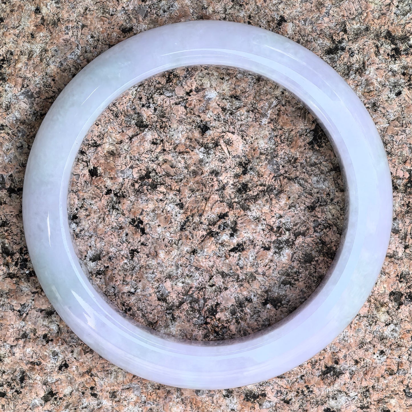 Natural Grade-A Jadeite Light Lavender and Green D-Shape Bangle · Burmese Jade 56mm