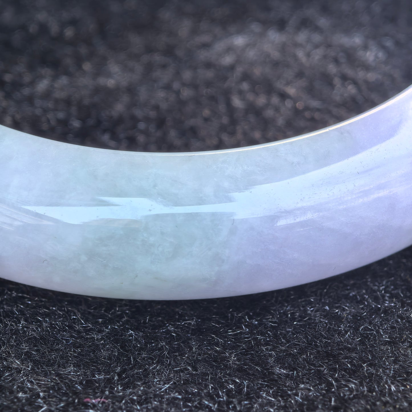 Natural Grade-A Jadeite Light Lavender and Green D-Shape Bangle · Burmese Jade 56mm