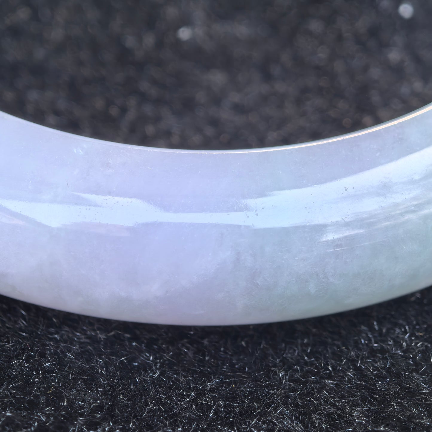 Natural Grade-A Jadeite Light Lavender and Green D-Shape Bangle · Burmese Jade 56mm
