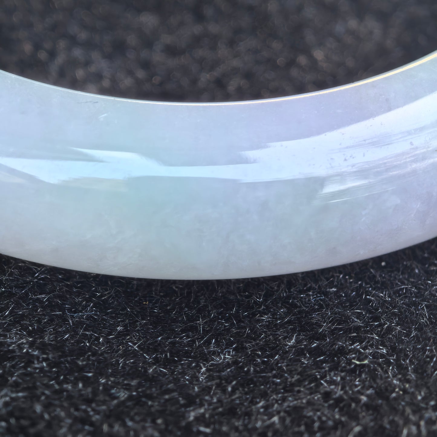 Natural Grade-A Jadeite Light Lavender and Green D-Shape Bangle · Burmese Jade 56mm