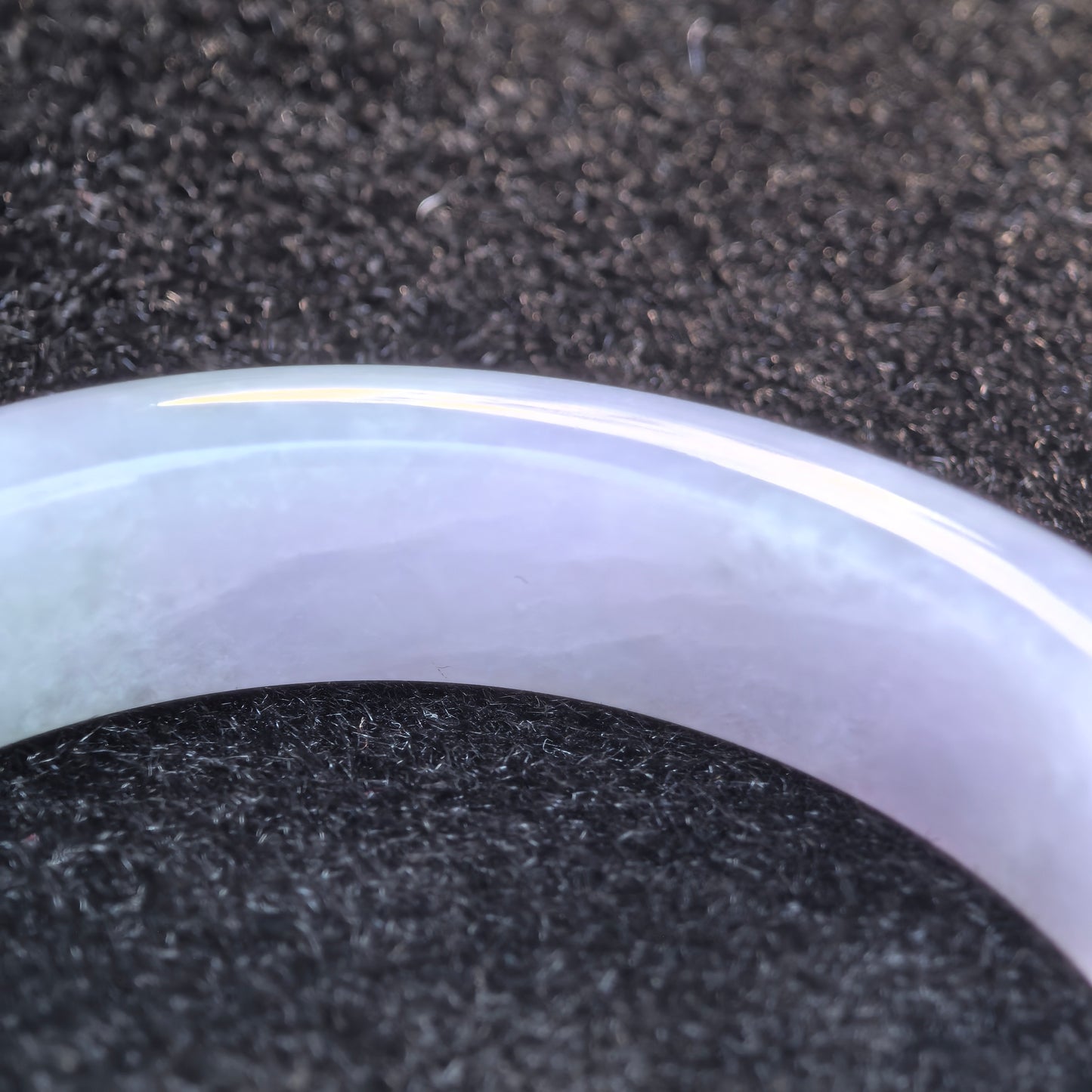 Natural Grade-A Jadeite Light Lavender and Green D-Shape Bangle · Burmese Jade 56mm