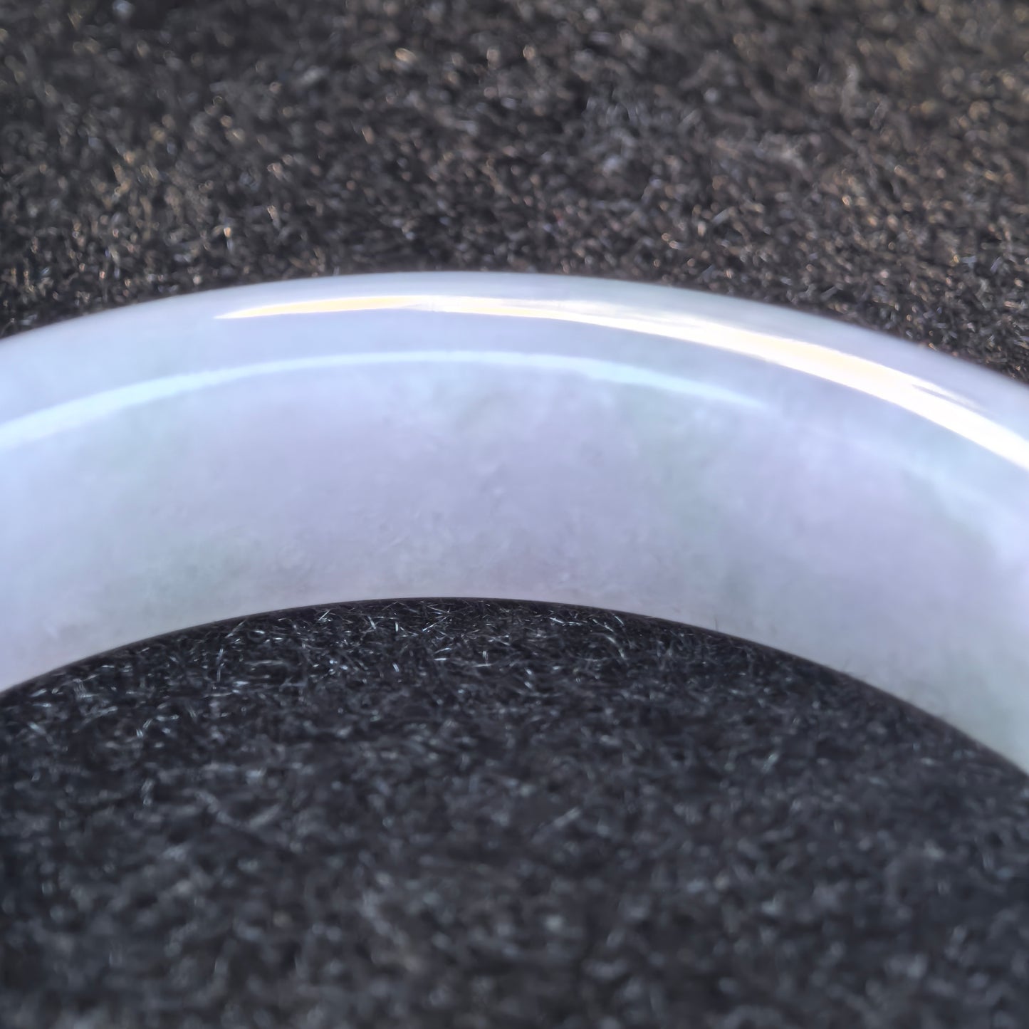 Natural Grade-A Jadeite Light Lavender and Green D-Shape Bangle · Burmese Jade 56mm