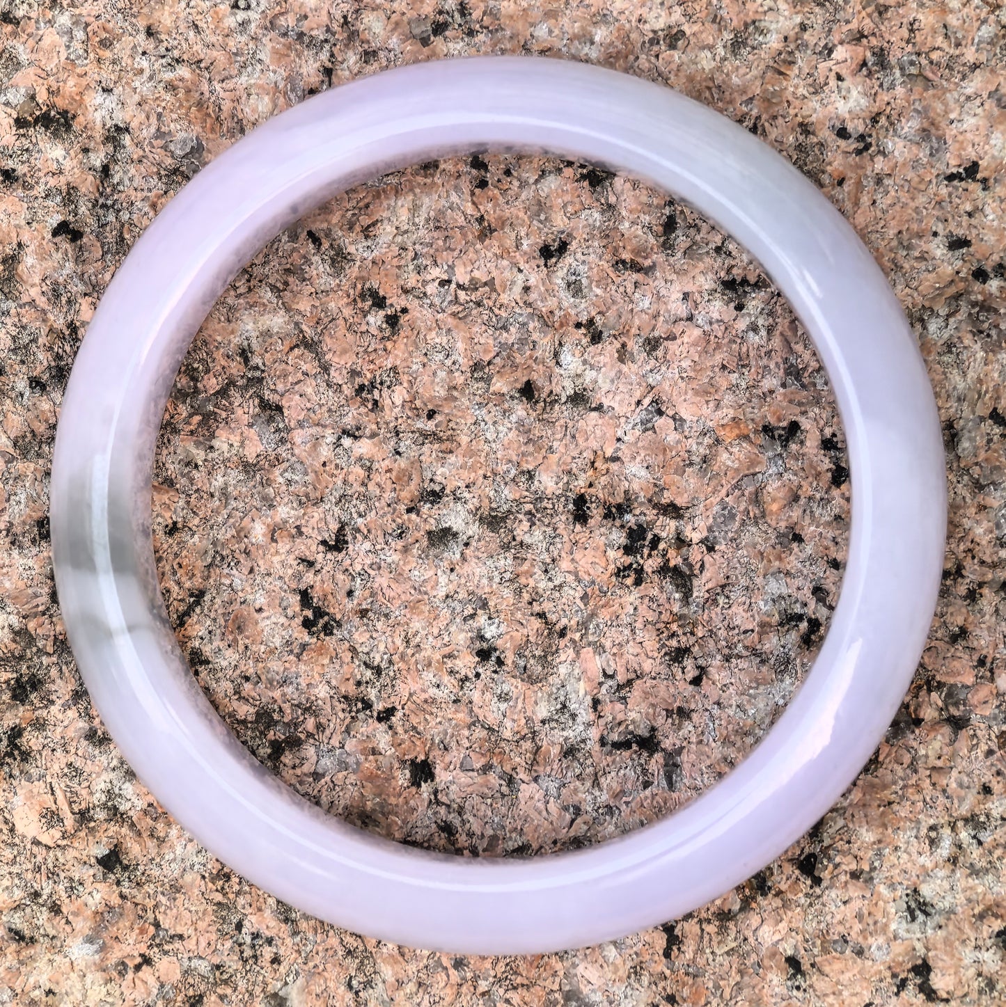 Natural Grade-A Jadeite Lavender D-Shape Bangle · Burmese Jade 52mm