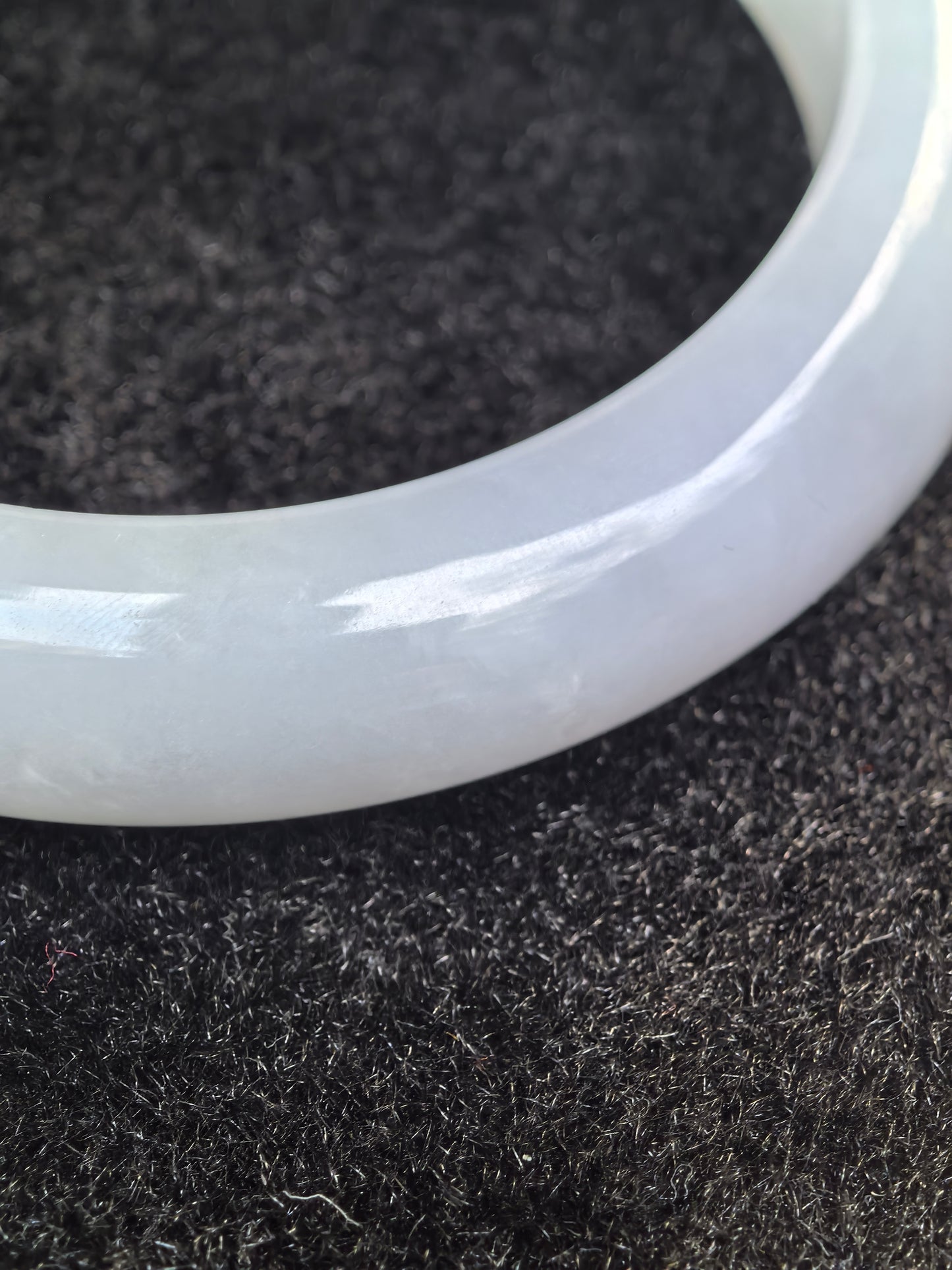Natural Grade-A Jadeite White and Light Green D-Shape Bangle · Burmese Jade 55mm