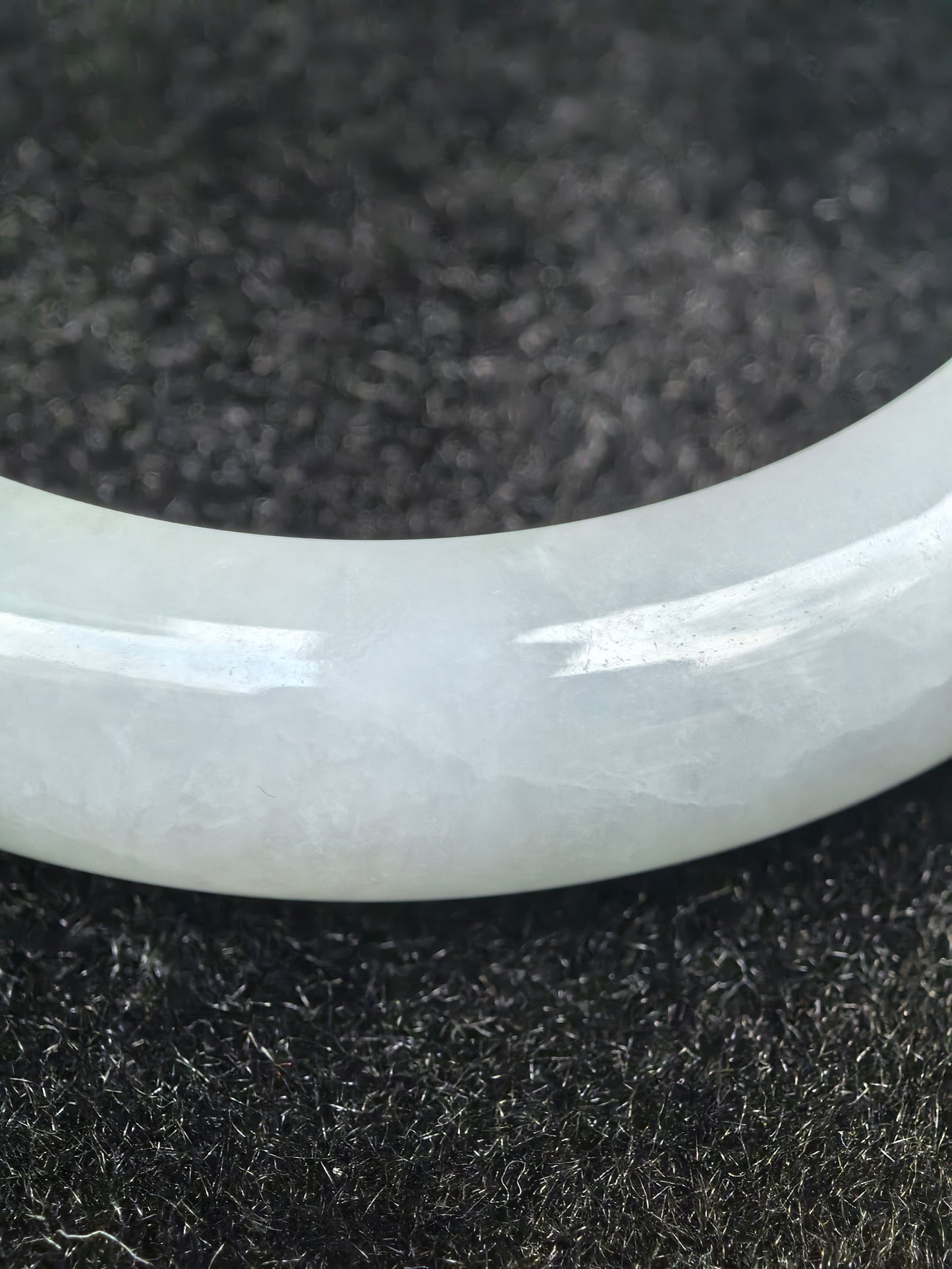 Natural Grade-A Jadeite White and Light Green D-Shape Bangle · Burmese Jade 55mm
