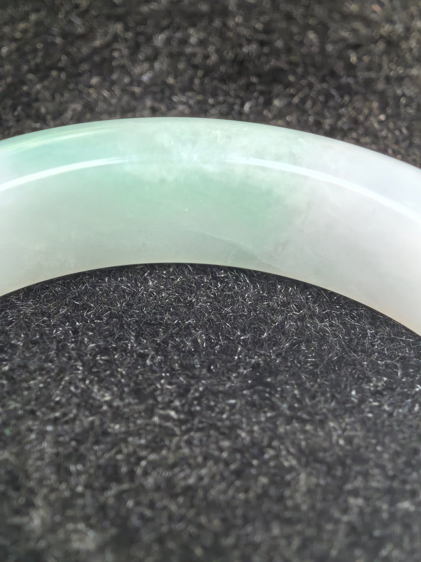 Natural Grade-A Jadeite White and Light Green D-Shape Bangle · Burmese Jade 55mm