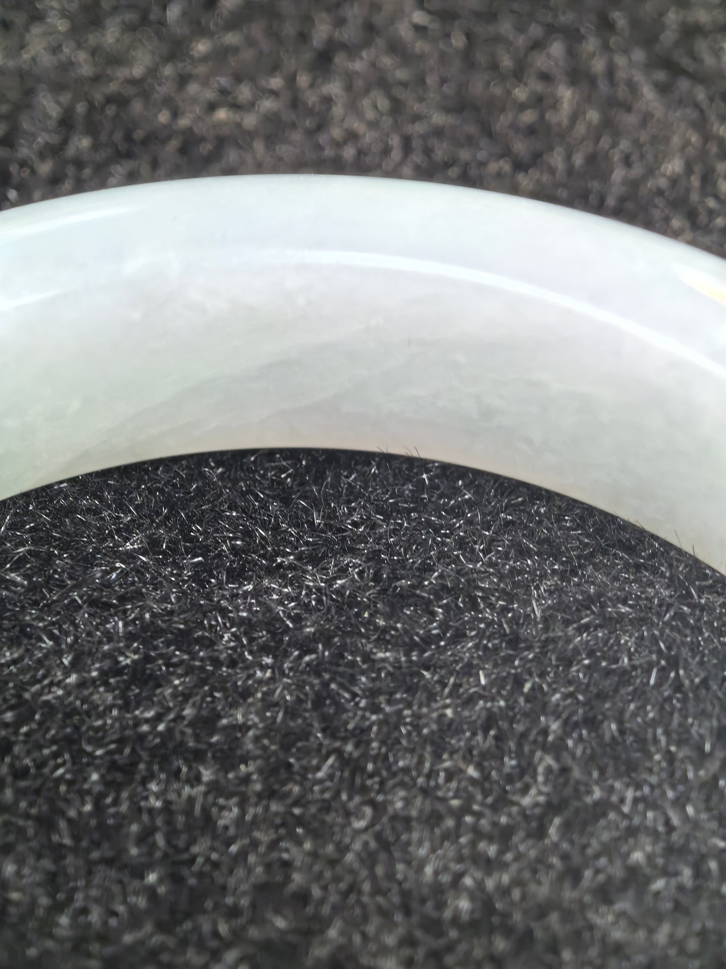Natural Grade-A Jadeite White and Light Green D-Shape Bangle · Burmese Jade 55mm