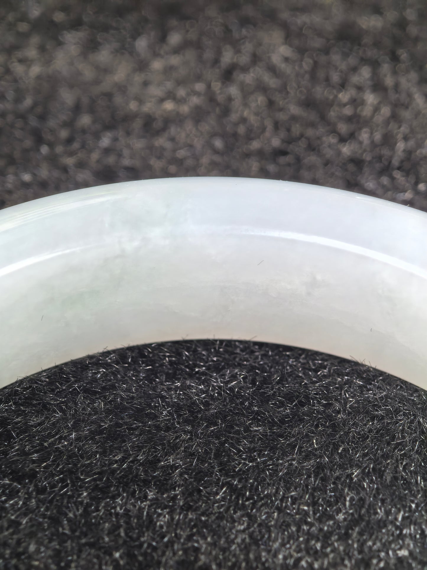 Natural Grade-A Jadeite White and Light Green D-Shape Bangle · Burmese Jade 55mm