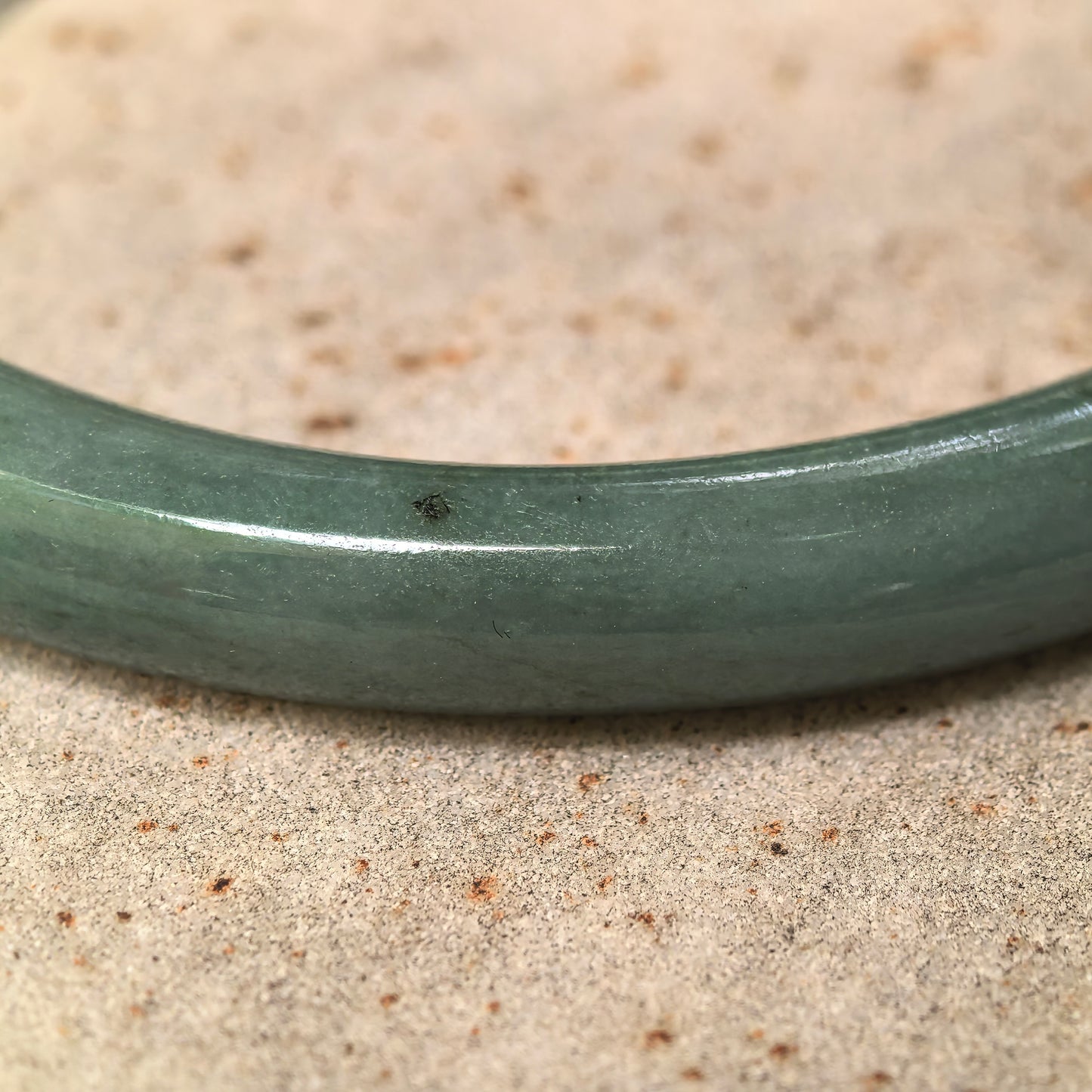 Natural Grade-A Jadeite Oil Green Round Bangle · Burmese Jade 58mm