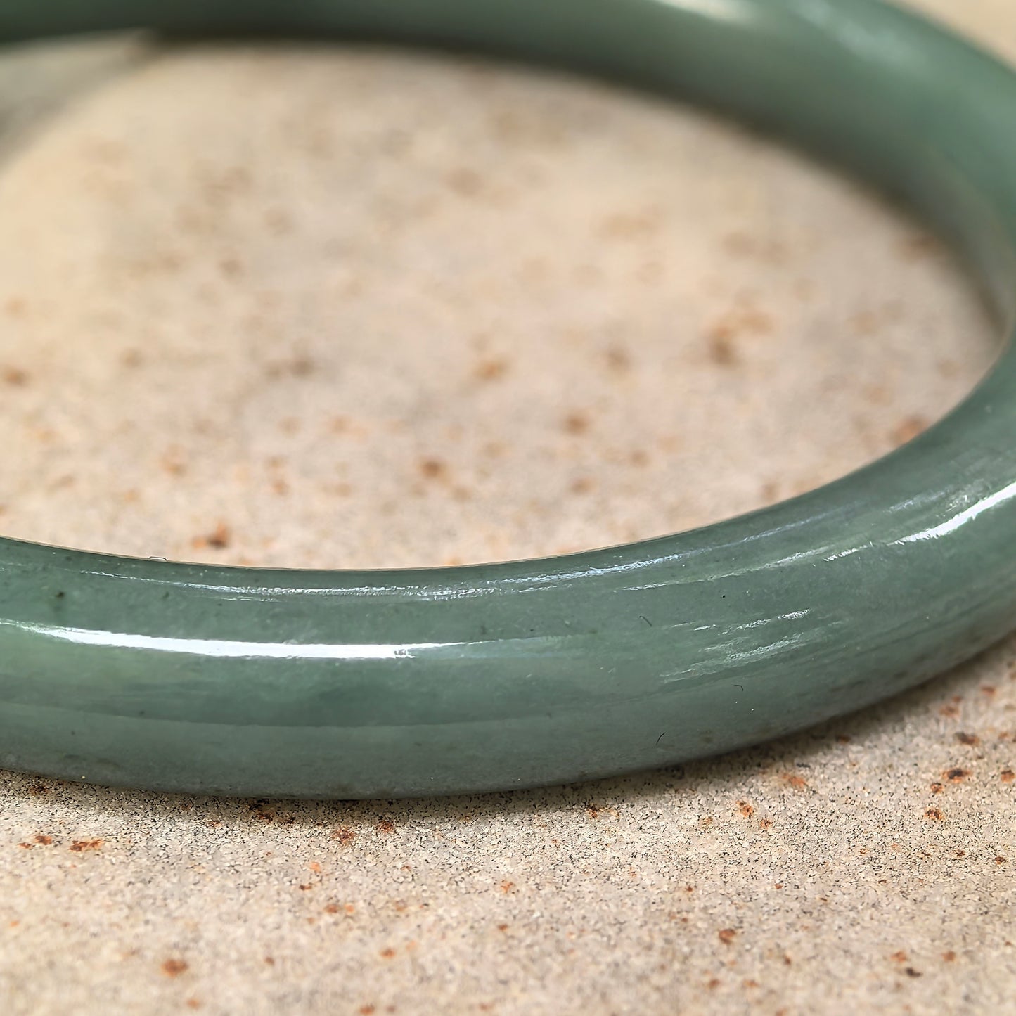 Natural Grade-A Jadeite Oil Green Round Bangle · Burmese Jade 58mm