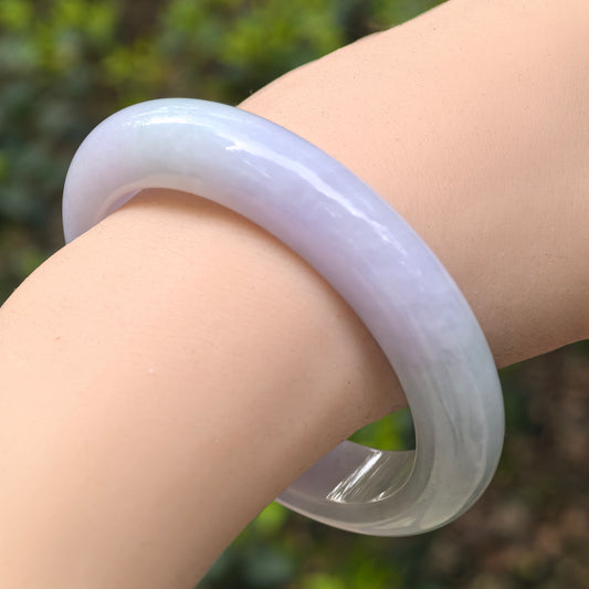 Natural Grade-A Jadeite Fine Glutinous Lavender and Light Green D-Shape Bangle · Burmese Jade 55mm