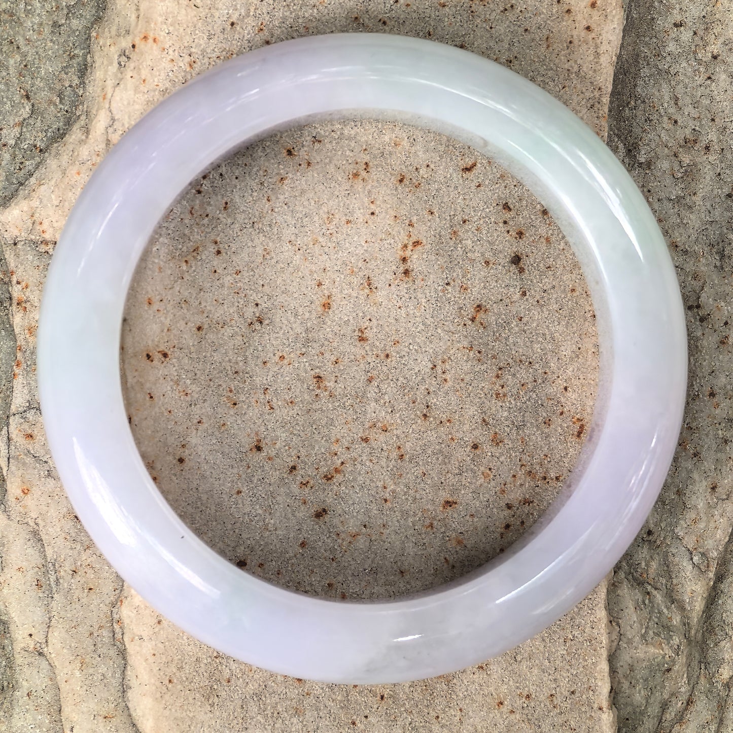 Natural Grade-A Jadeite Fine Glutinous Lavender and Light Green D-Shape Bangle · Burmese Jade 55mm