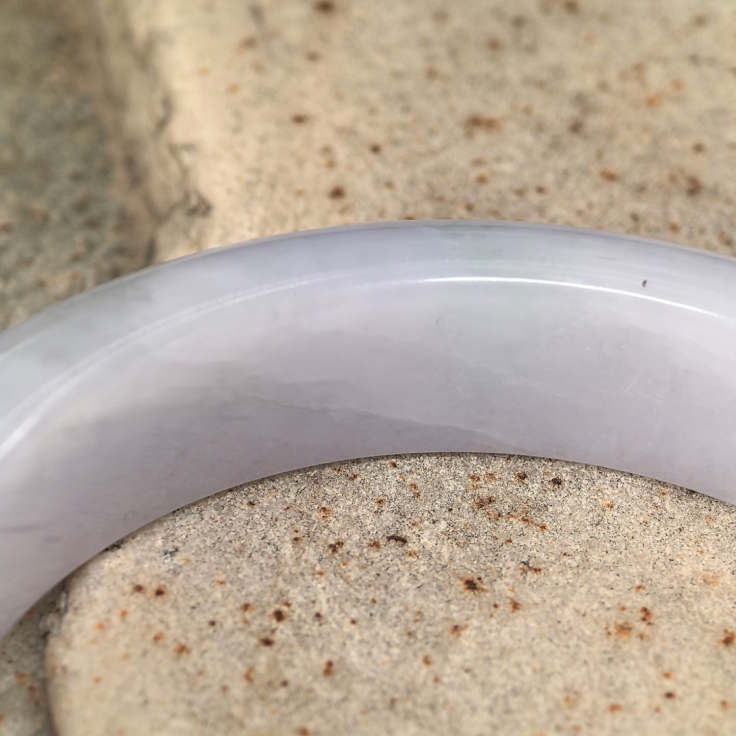 Natural Grade-A Jadeite Fine Glutinous Lavender and Light Green D-Shape Bangle · Burmese Jade 55mm