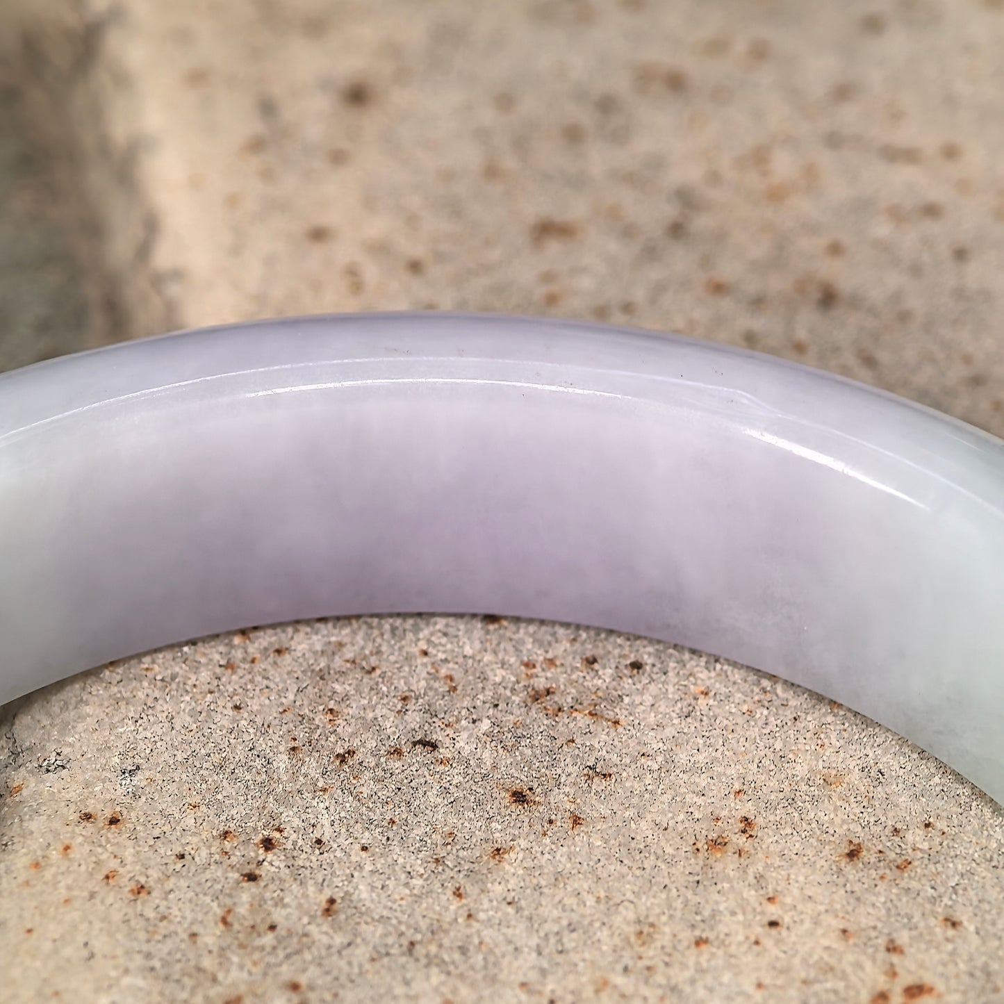Natural Grade-A Jadeite Fine Glutinous Lavender and Light Green D-Shape Bangle · Burmese Jade 55mm