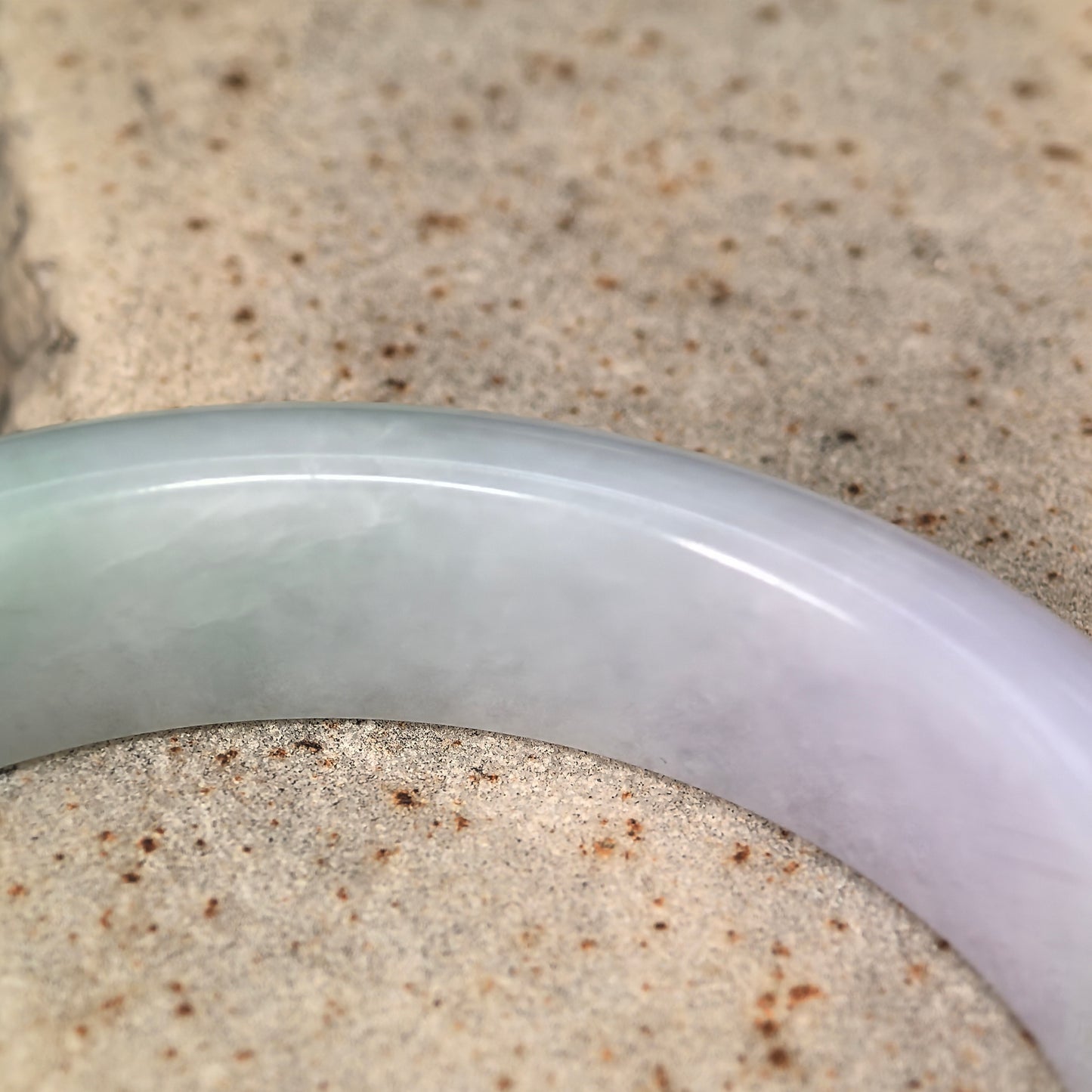 Natural Grade-A Jadeite Fine Glutinous Lavender and Light Green D-Shape Bangle · Burmese Jade 55mm
