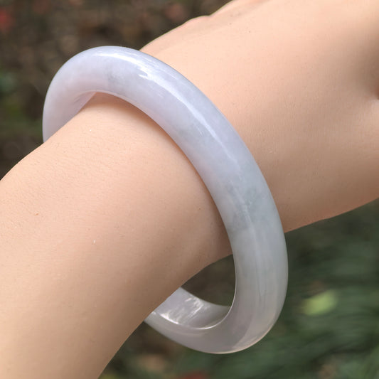 Natural Grade-A Glutinous Jadeite Lavender and Light Green Bangle · Burmese Jade 63mm