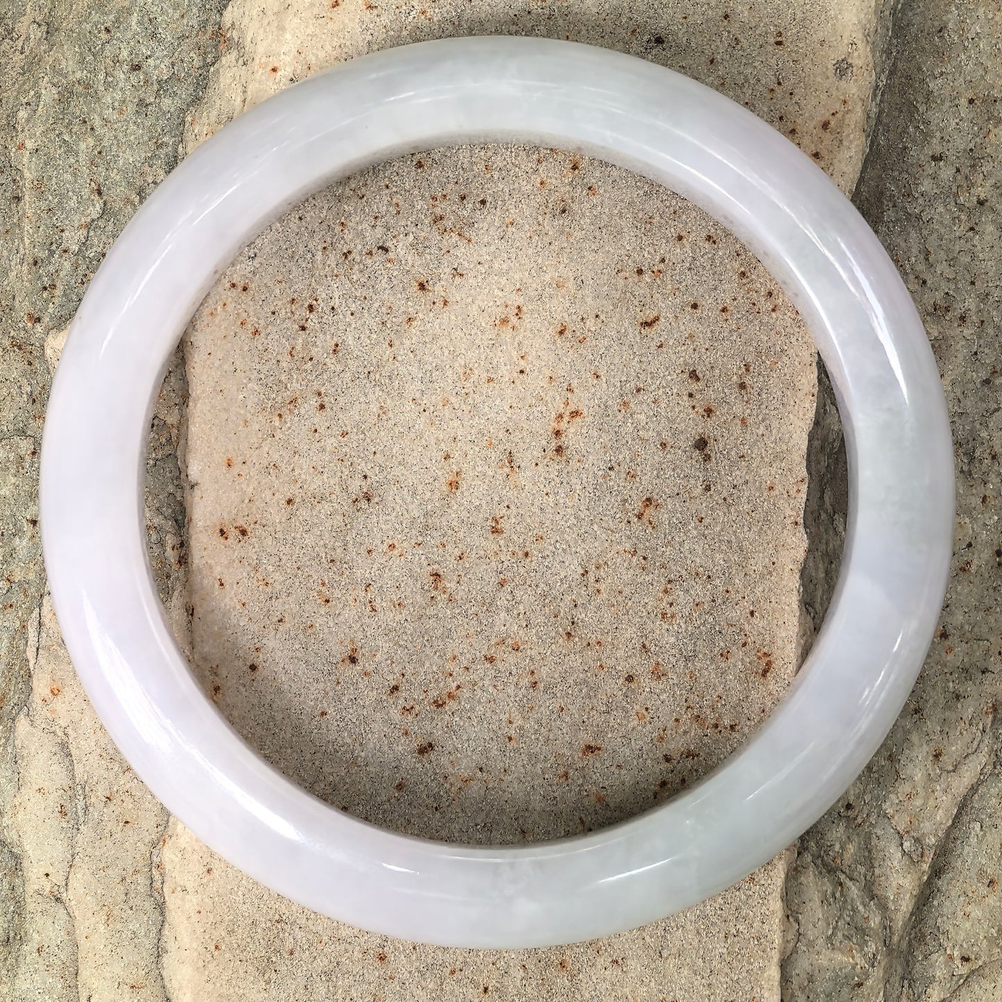 Natural Grade-A Glutinous Jadeite Lavender and Light Green Bangle · Burmese Jade 63mm