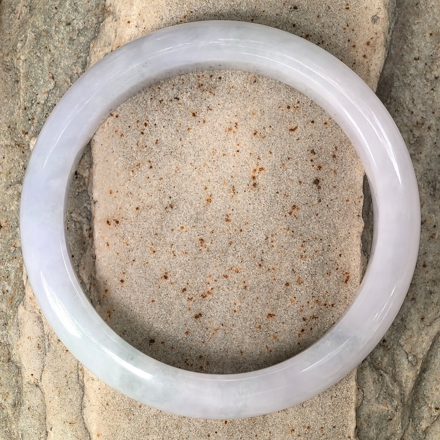 Natural Grade-A Glutinous Jadeite Lavender and Light Green Bangle · Burmese Jade 63mm
