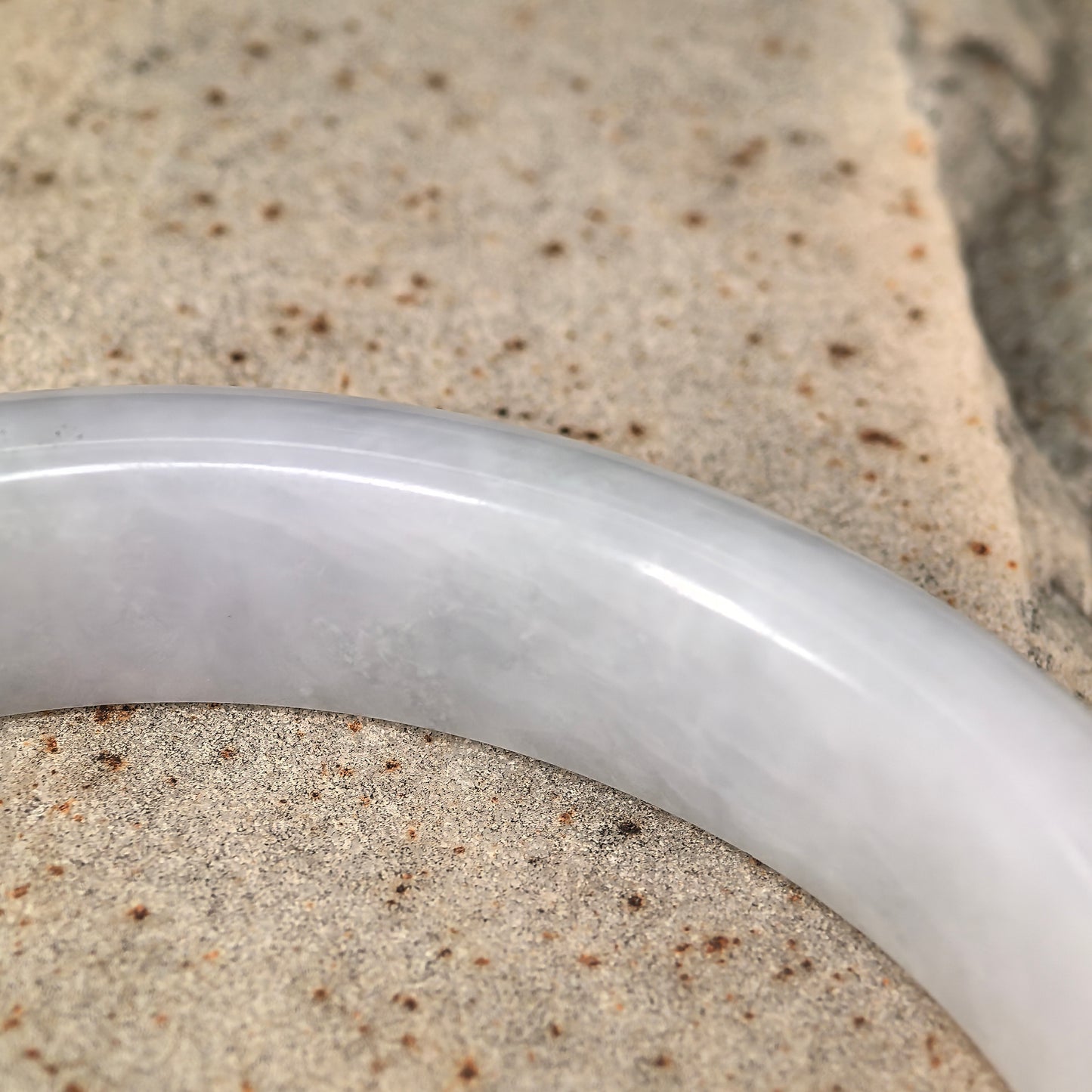 Natural Grade-A Glutinous Jadeite Lavender and Light Green Bangle · Burmese Jade 63mm
