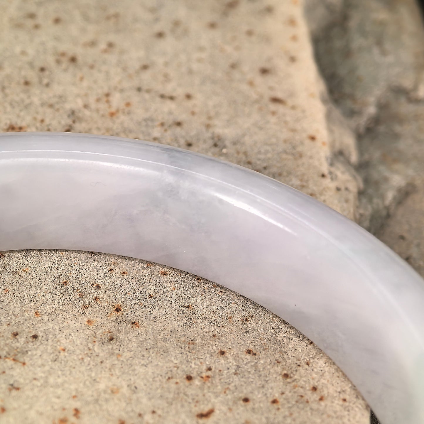 Natural Grade-A Glutinous Jadeite Lavender and Light Green Bangle · Burmese Jade 63mm