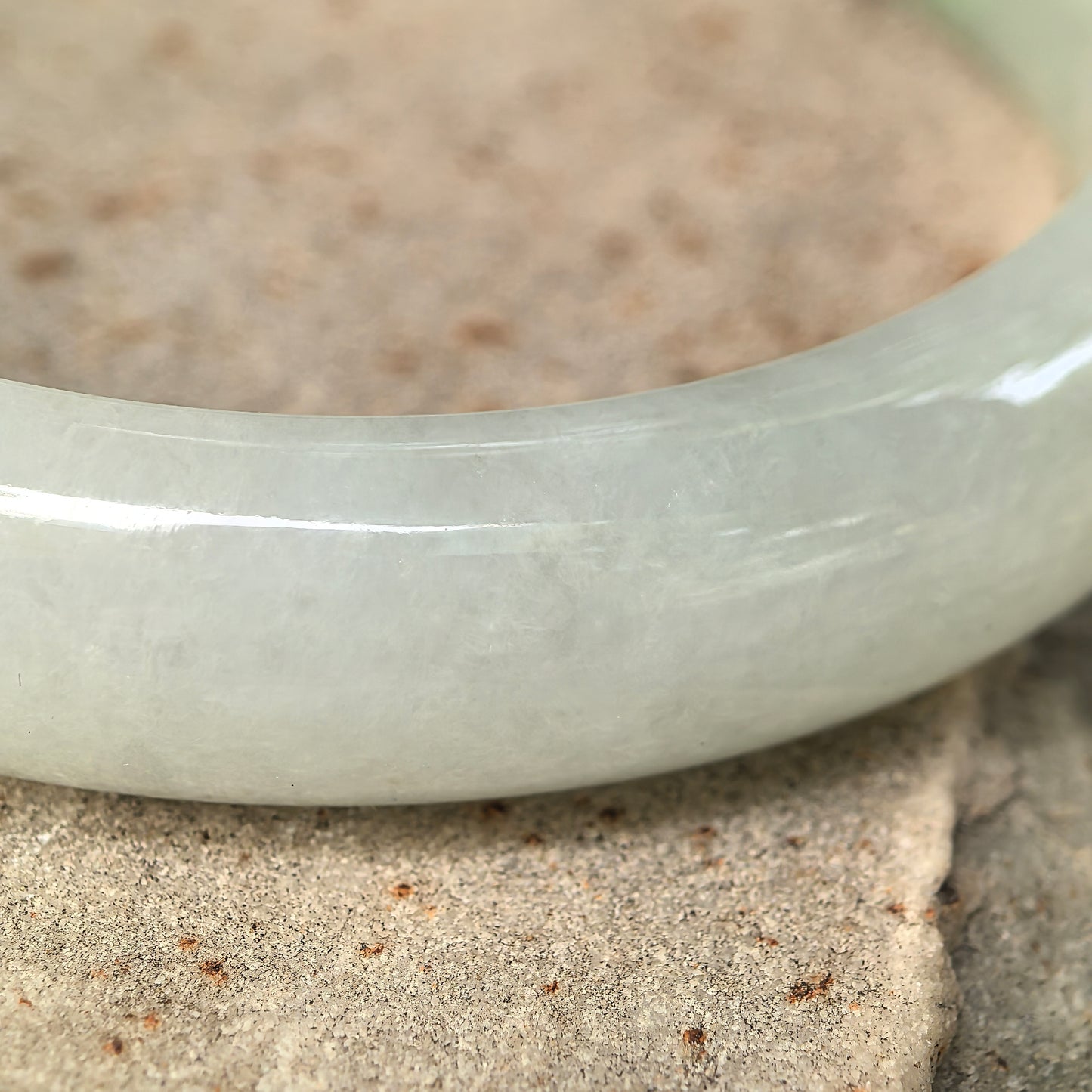 Natural Grade-A Jadeite Fine Glutinous White Base Light Green D-Shape Bangle · Burmese Jade 54mm