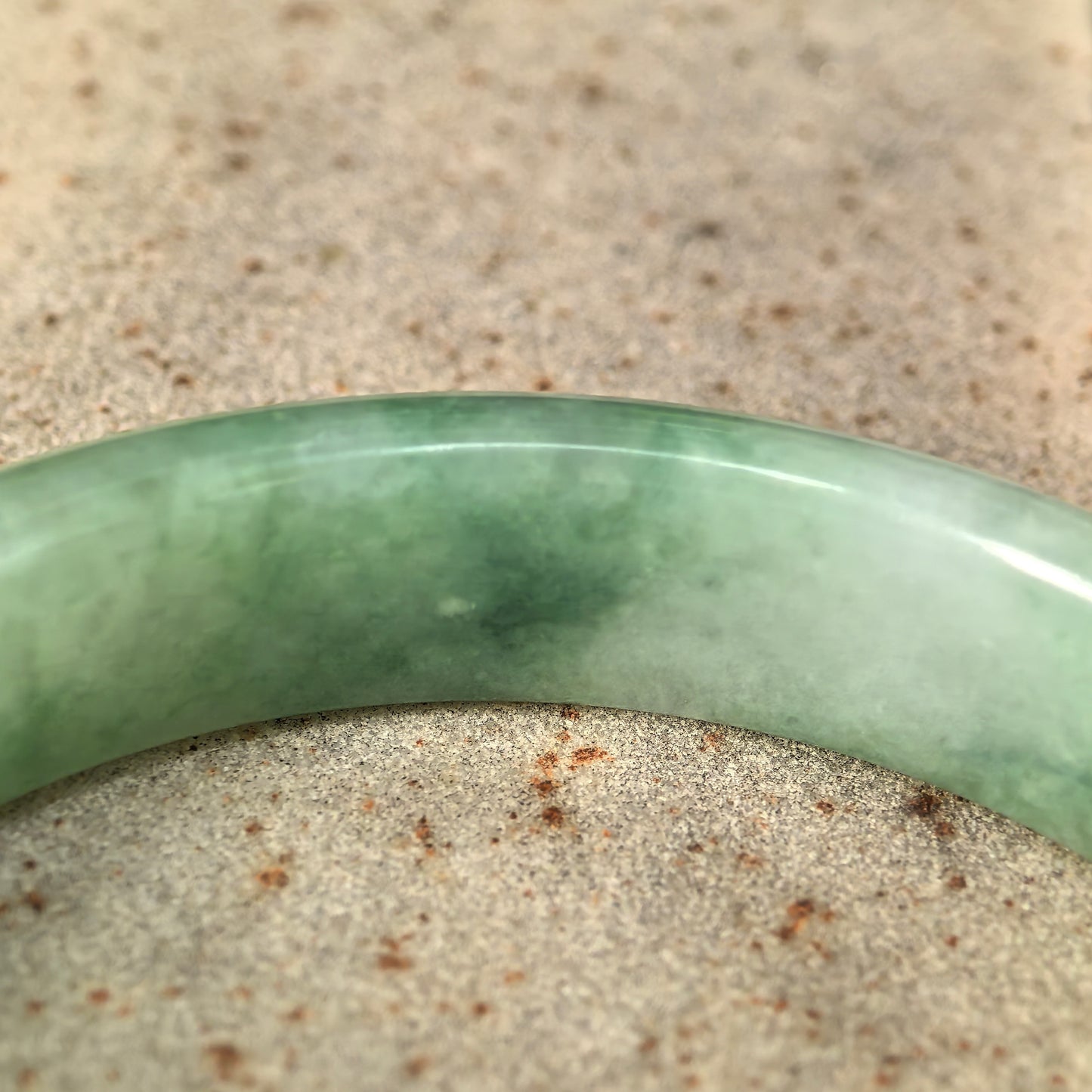 Natural Grade-A Jadeite Fine Glutinous White Base Light Green D-Shape Bangle · Burmese Jade 54mm