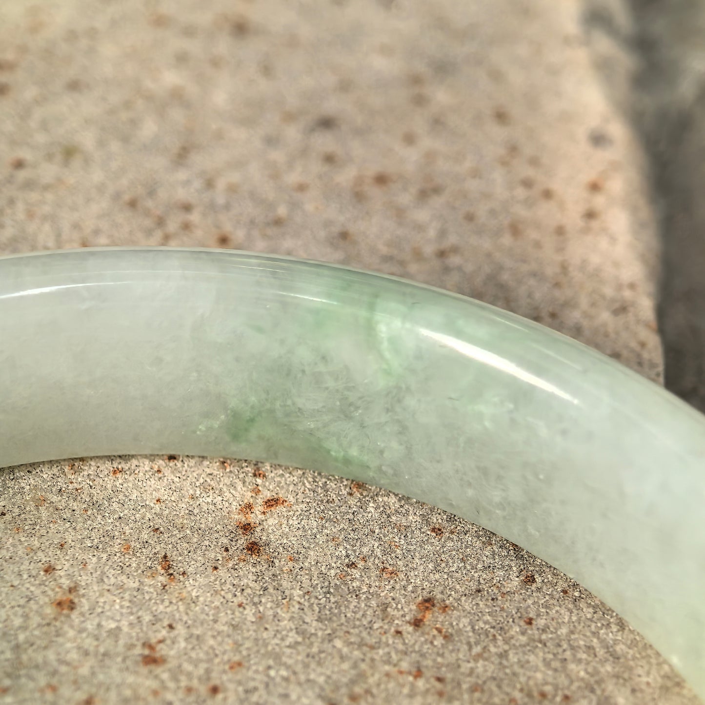 Natural Grade-A Jadeite Fine Glutinous White Base Light Green D-Shape Bangle · Burmese Jade 54mm