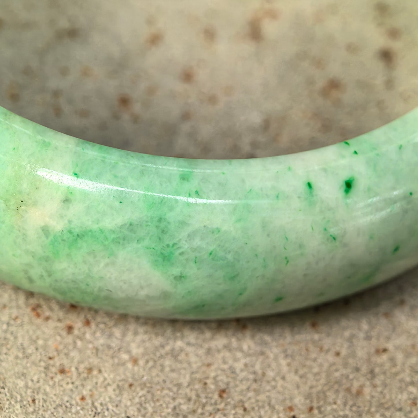 Natural Grade-A Jadeite Bean-Glutinous Green Tire D-shape Bangle · Burmese Jade 57mm