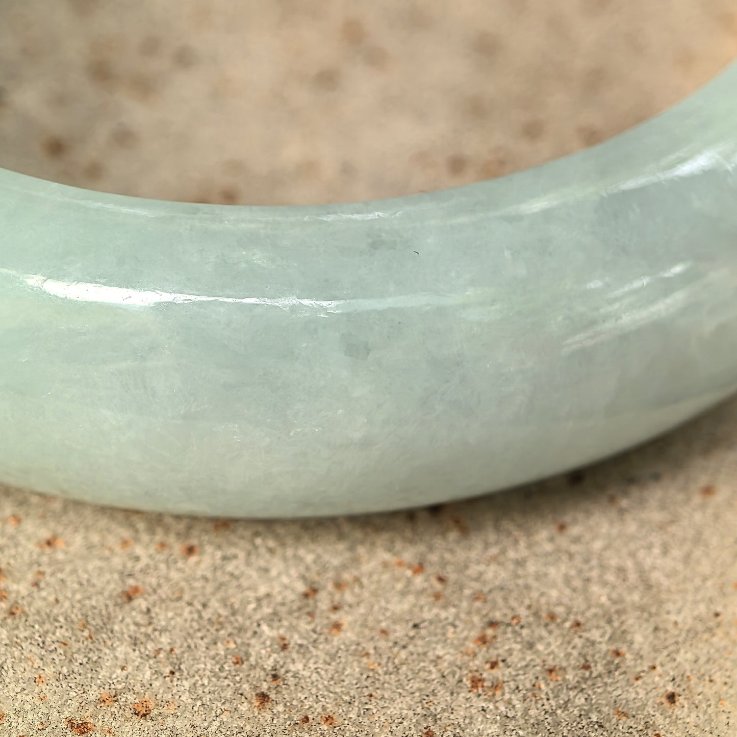 Natural Grade-A Jadeite Fine Glutinous Pale Green D-Shape Bangle · Burmese Jade 54mm