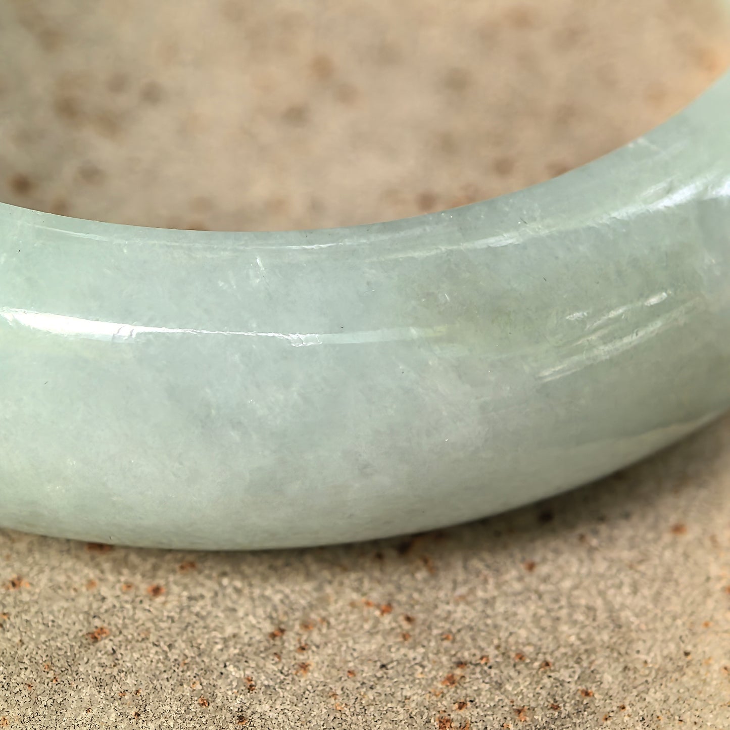 Natural Grade-A Jadeite Fine Glutinous Pale Green D-Shape Bangle · Burmese Jade 54mm