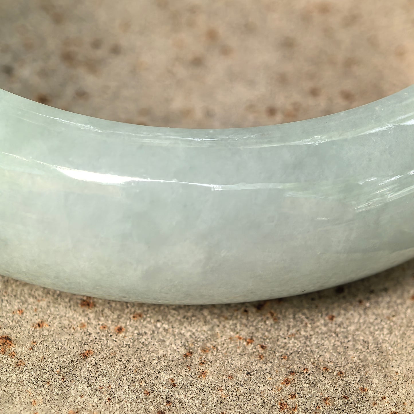 Natural Grade-A Jadeite Fine Glutinous Pale Green D-Shape Bangle · Burmese Jade 54mm