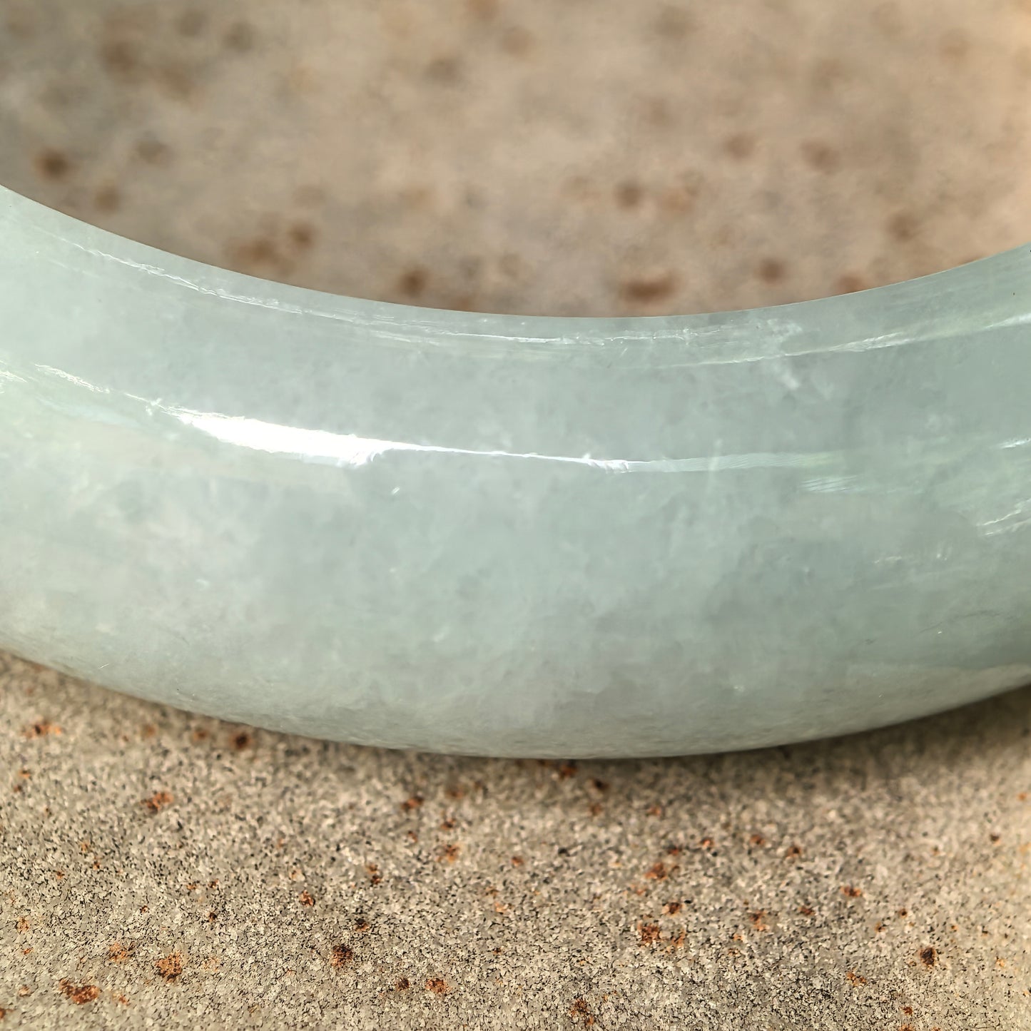 Natural Grade-A Jadeite Fine Glutinous Pale Green D-Shape Bangle · Burmese Jade 54mm
